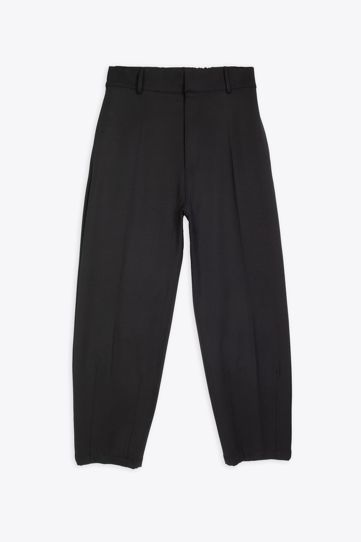 Pantalone Pince Al Fondo Black technical wool trousers with wide leg