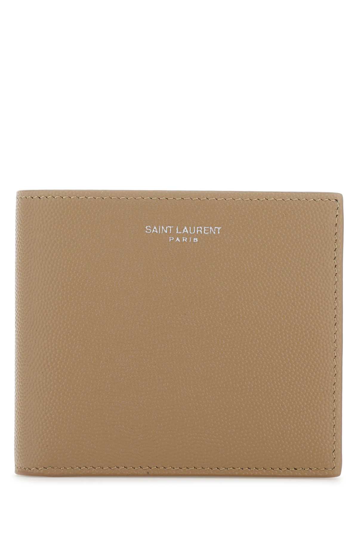 Shop Saint Laurent Beige Leather Wallet In Brown