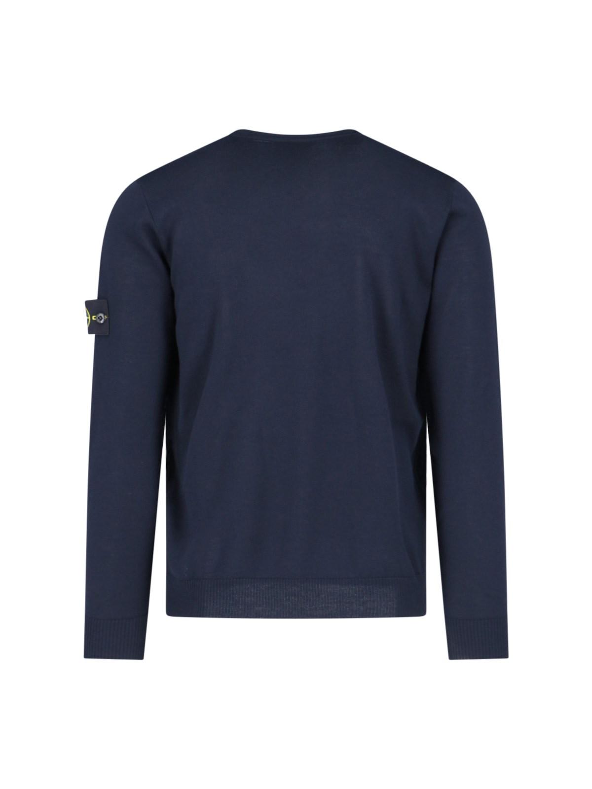 Shop Stone Island Logo Sleeve Sweater In Blue