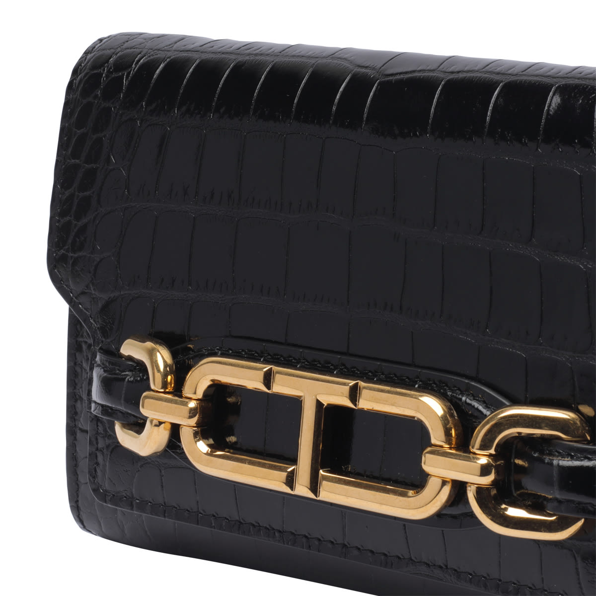 Shop Tom Ford Shiny Crocodile Crossbody Bag In Black