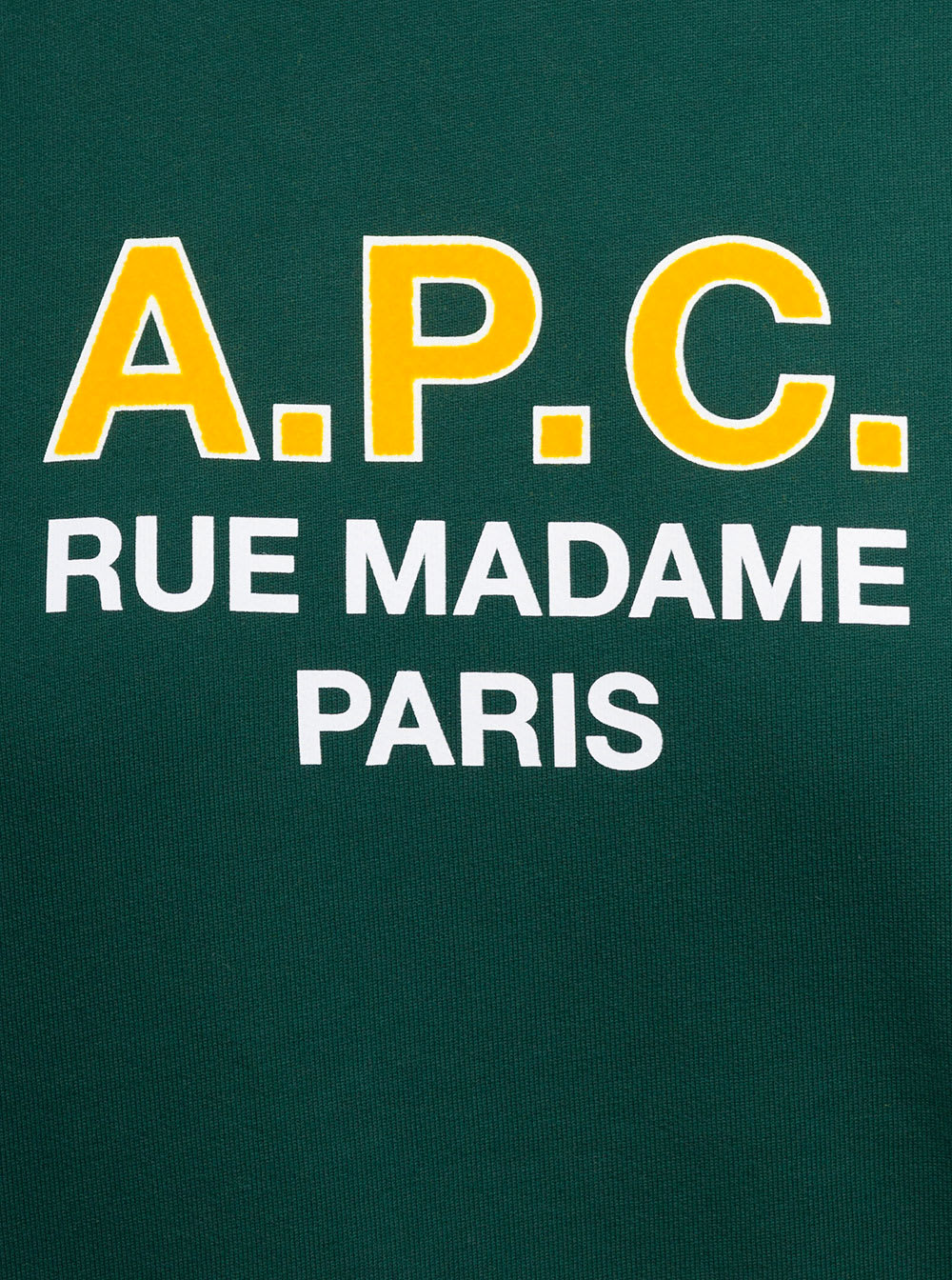 Shop Apc Madame Green Crewneck Sweatshirt With Contrasting Logo Print In Cotton Woman