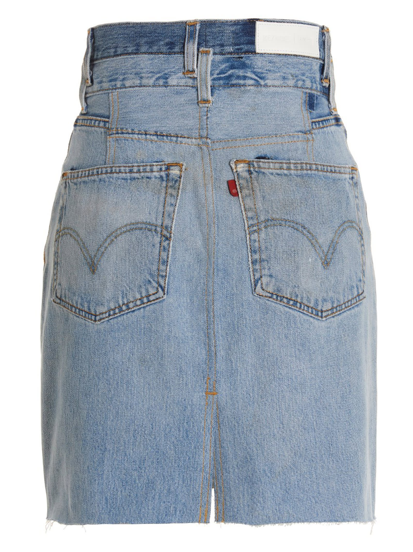 Shop Re/done Double Waisted Pencil Re Done X Levis Skirt In Blue