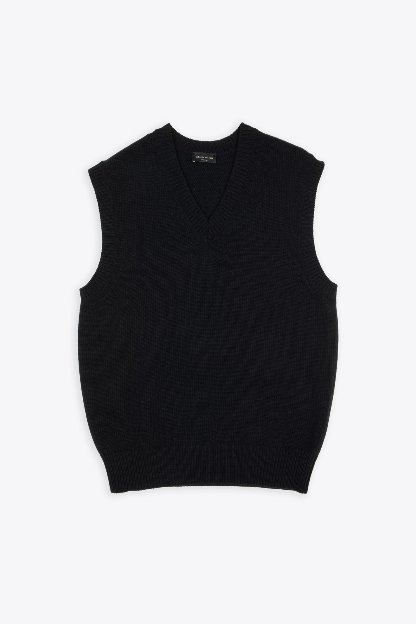 Gilet Scollo V Comfy Black Wool V-neck Vest In Nero