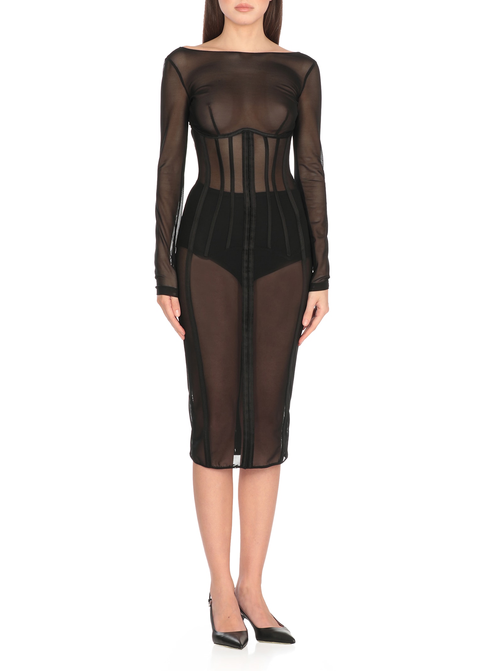 Elisabetta Franchi Tulle Midi Dress