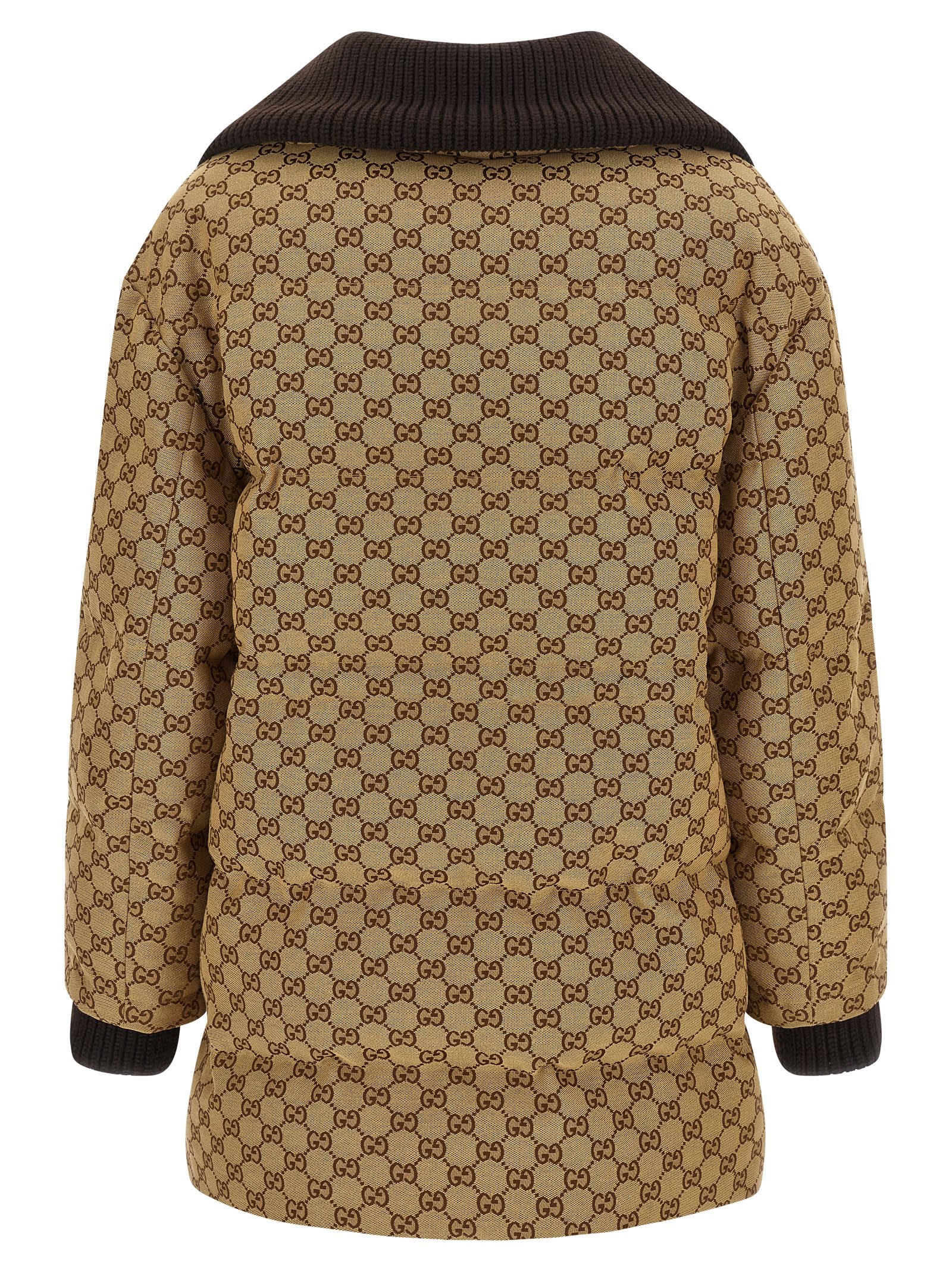 Gucci Gg Fabric Down Jacket In Neutral