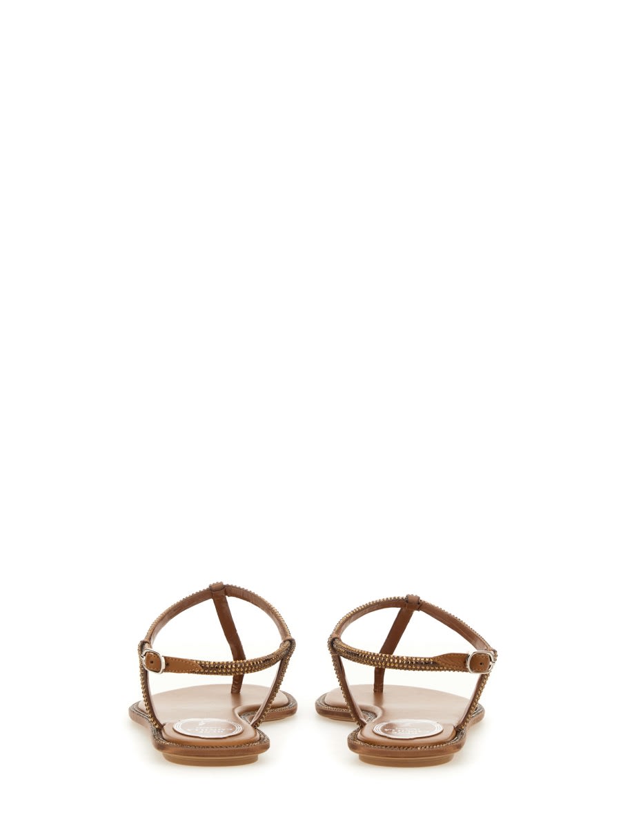 Shop René Caovilla Sandal Diana In Beige