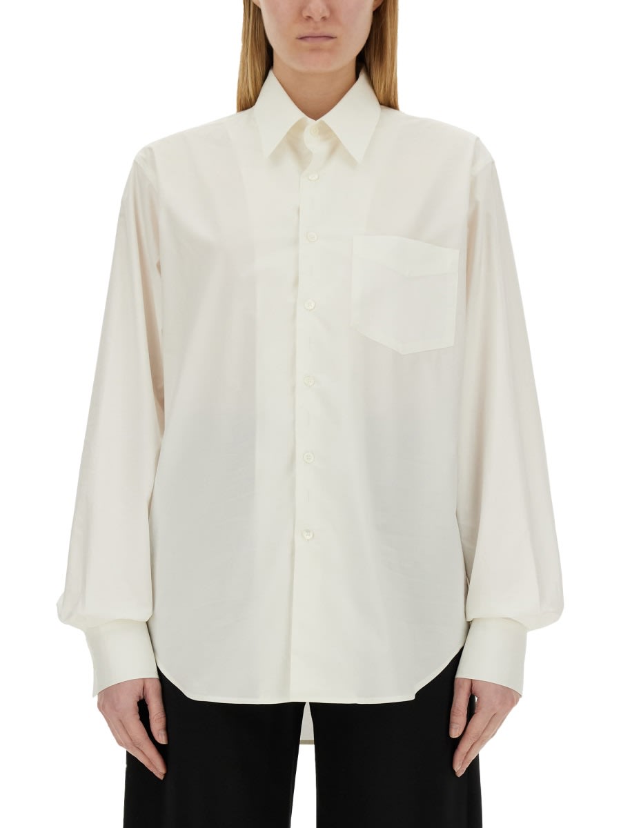 Shop Mm6 Maison Margiela Oversize Fit Shirt In White