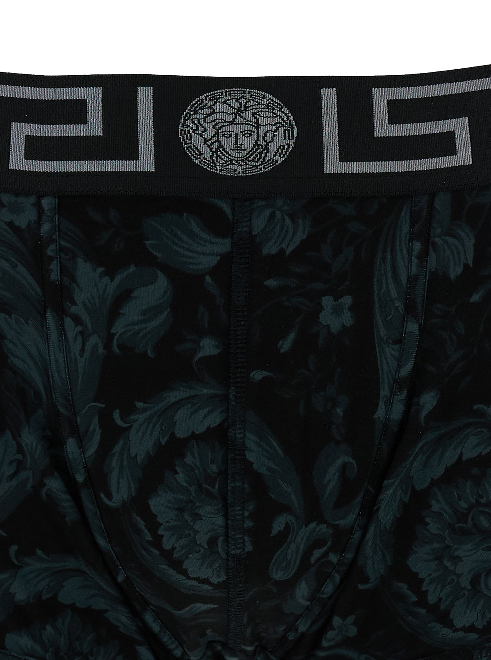 Shop Versace Black Boxer Briefs With Barocco Print In Stretch Cotton Manb In Grey