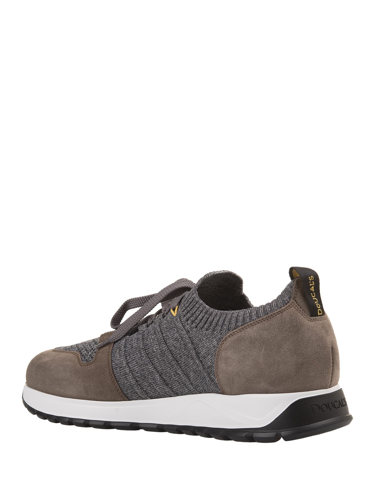 Shop Doucal's Grey And Brown Leather And Fabric Sneakers