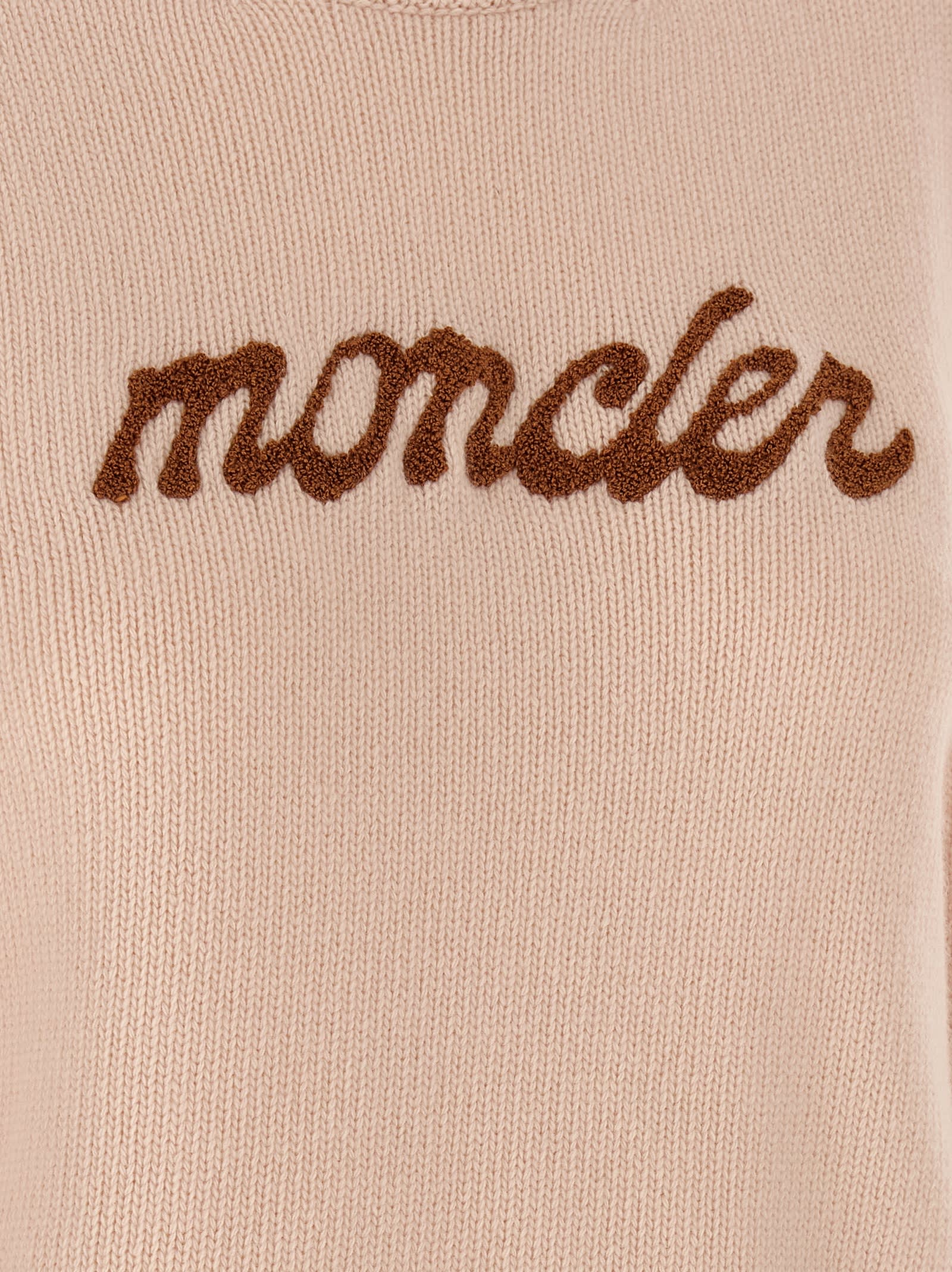 Moncler L And Cashmere Sweater With Logo In Pink