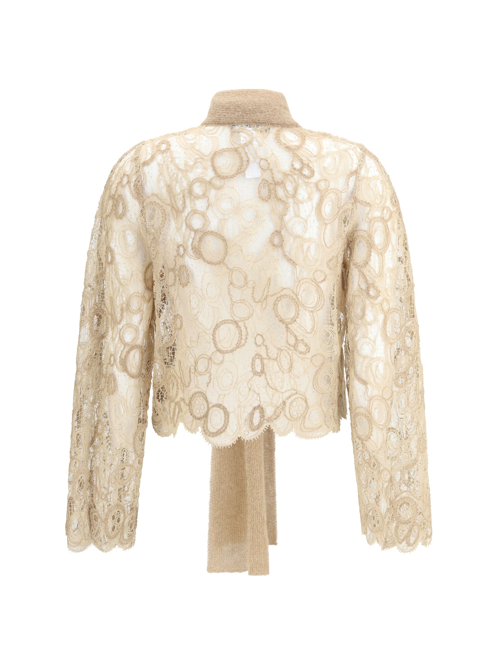Fabiana Filippi Lace Cropped Shirt In Neutral