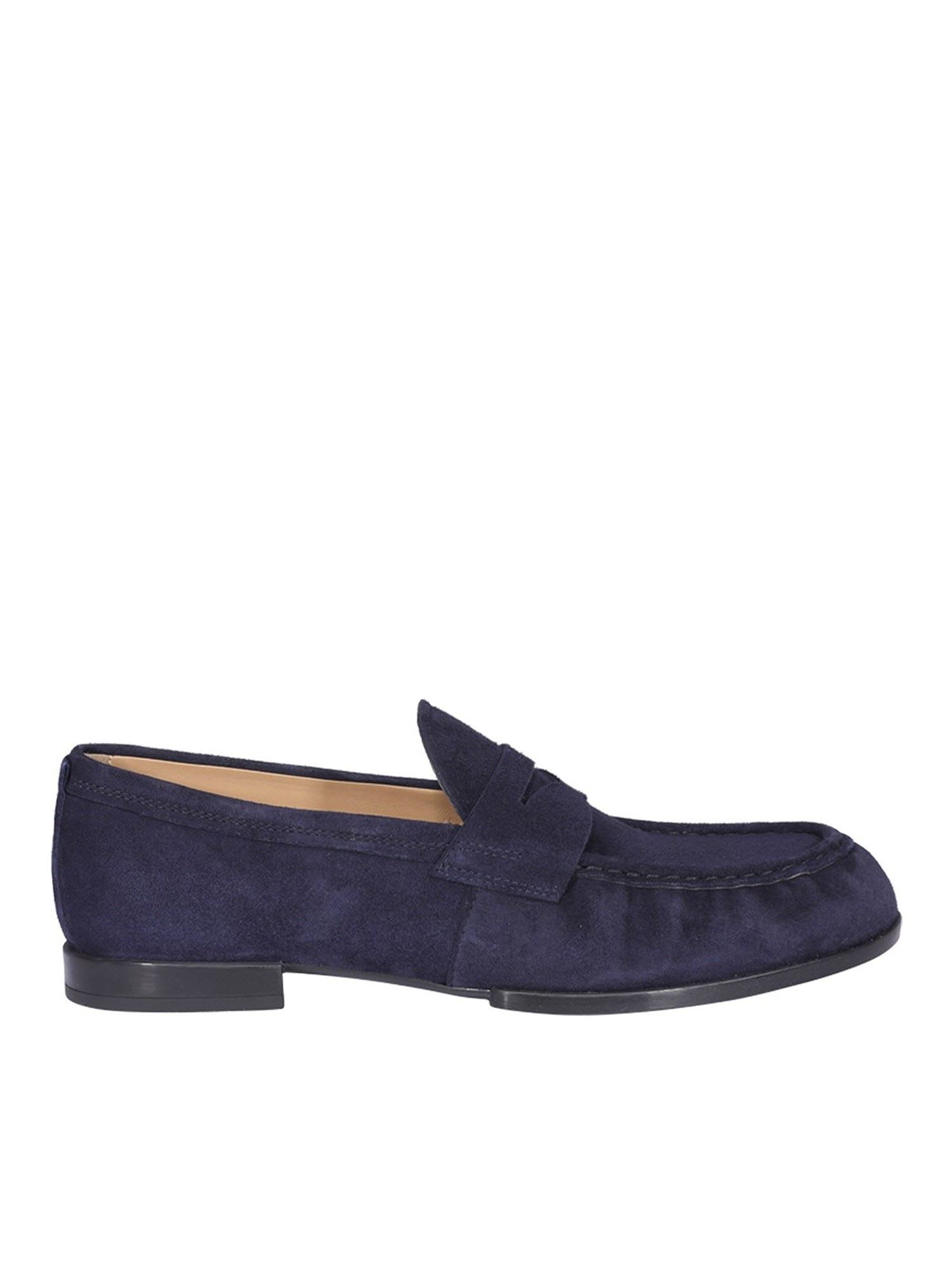 Tods Classic Suede Loafers In Blue