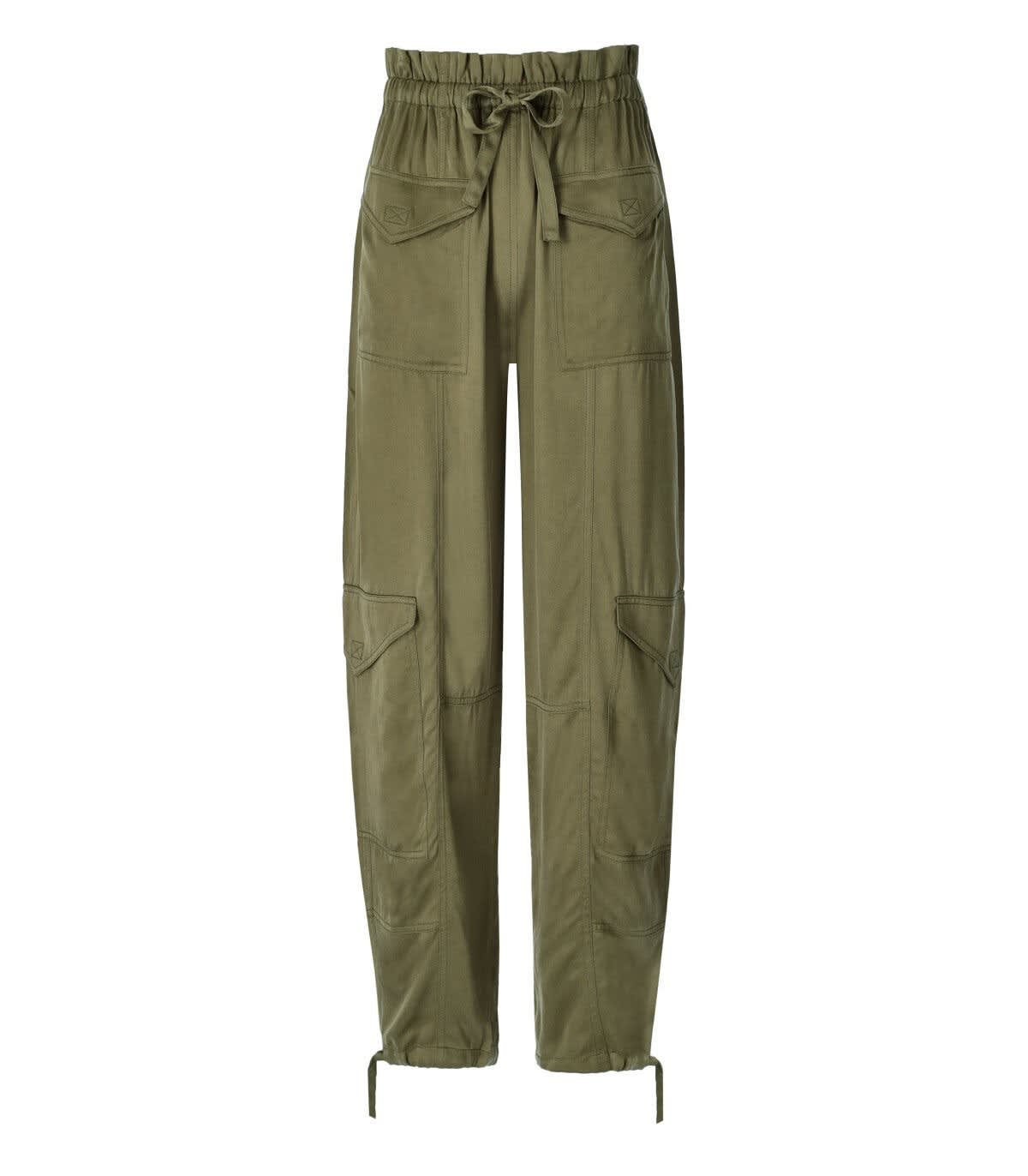 GANNI PANTS IN GREEN VISCOSE