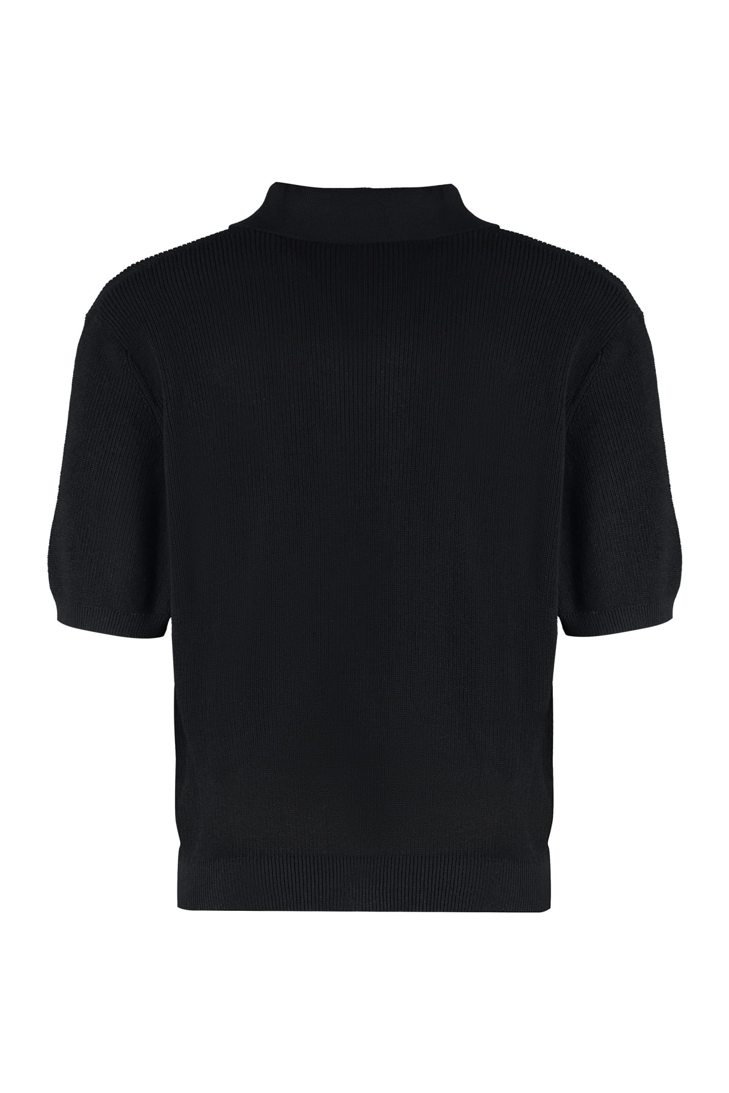Shop Our Legacy Traditional Knitted Cotton Polo Shirt In Black