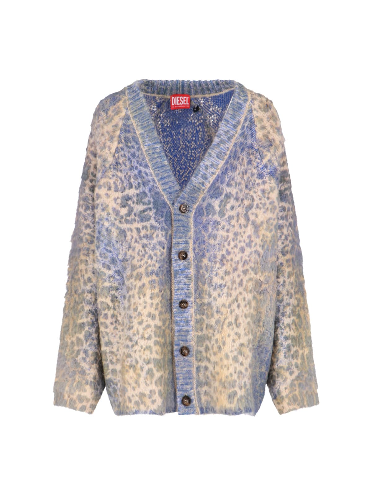 Shop Diesel Animalier Cardigan In Blue