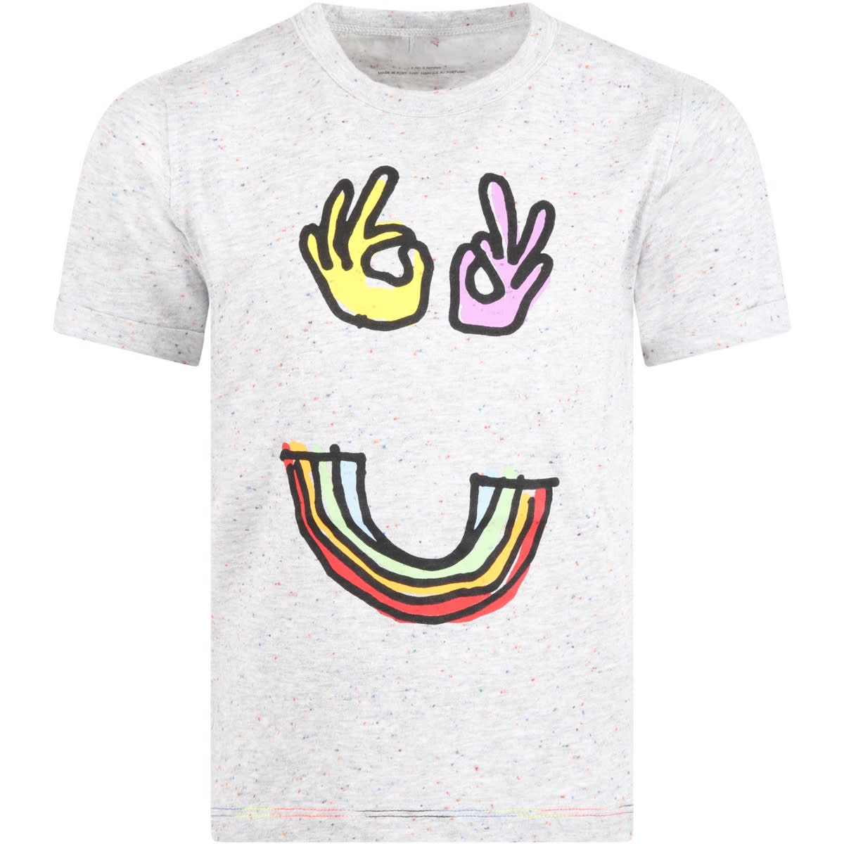 Stella McCartney Kids Grey T-shirt For Girl With Rainbow