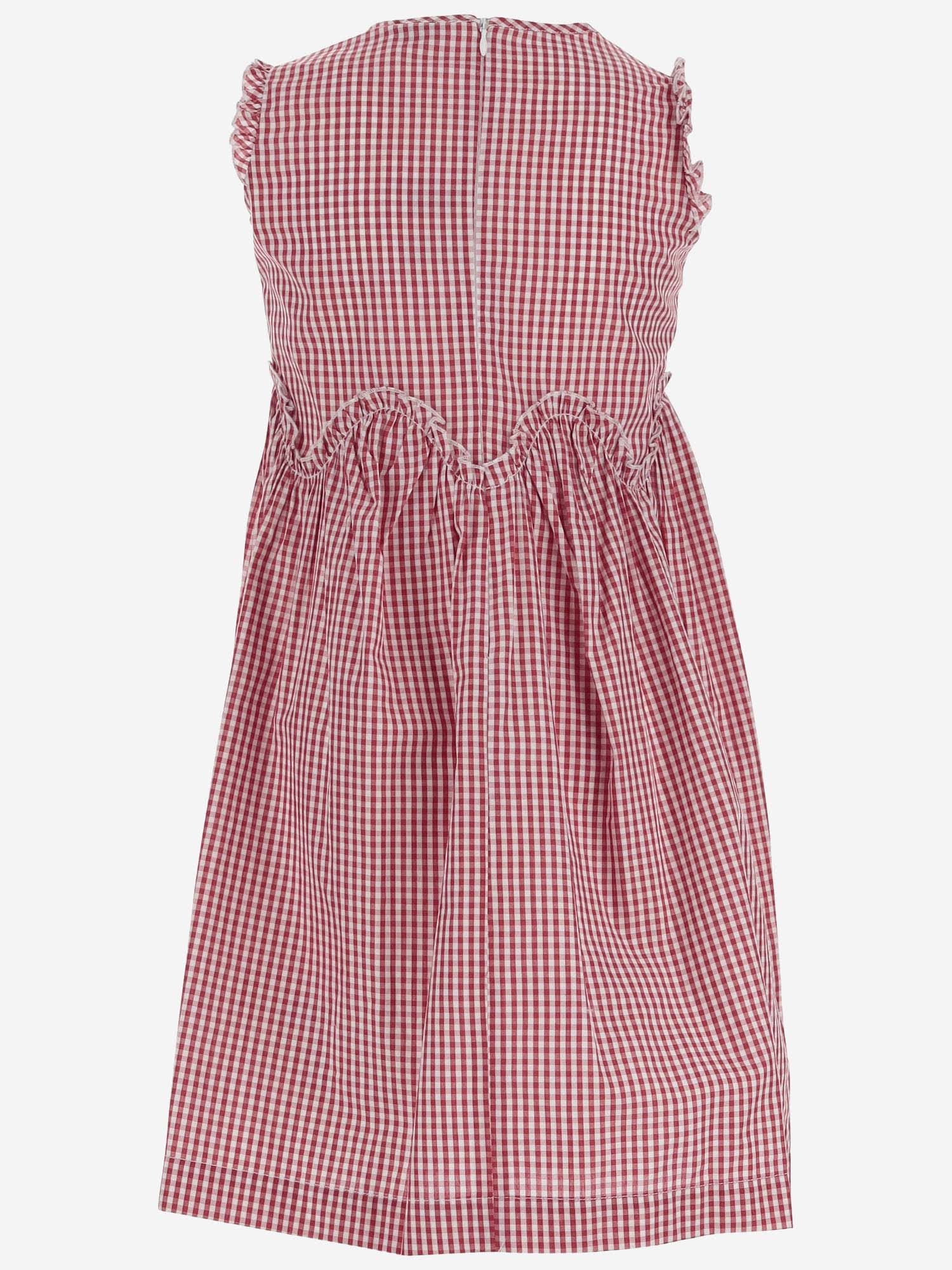 Shop Il Gufo Cotton Dress With Vichy Print In Red