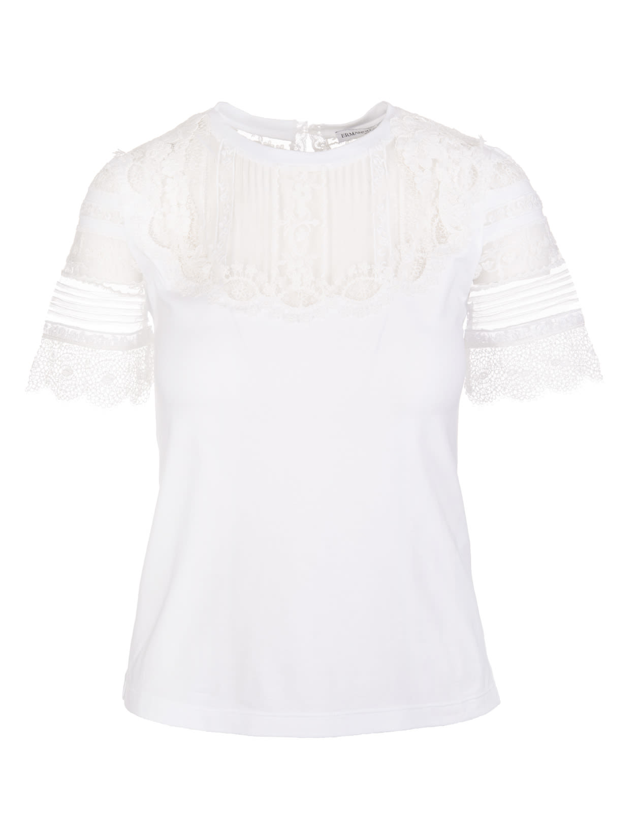Ermanno Scervino White T-shirt Worked With Lace