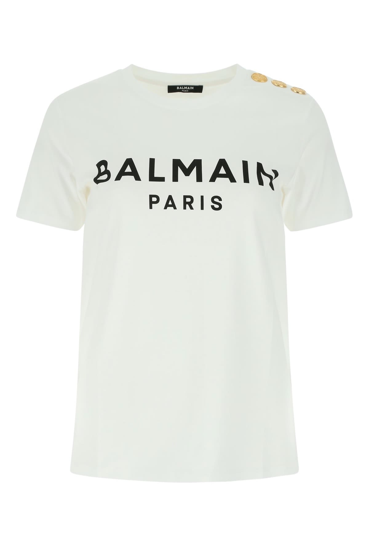 Shop Balmain 3 Btn Printed  T-shirt In Blanc/noir