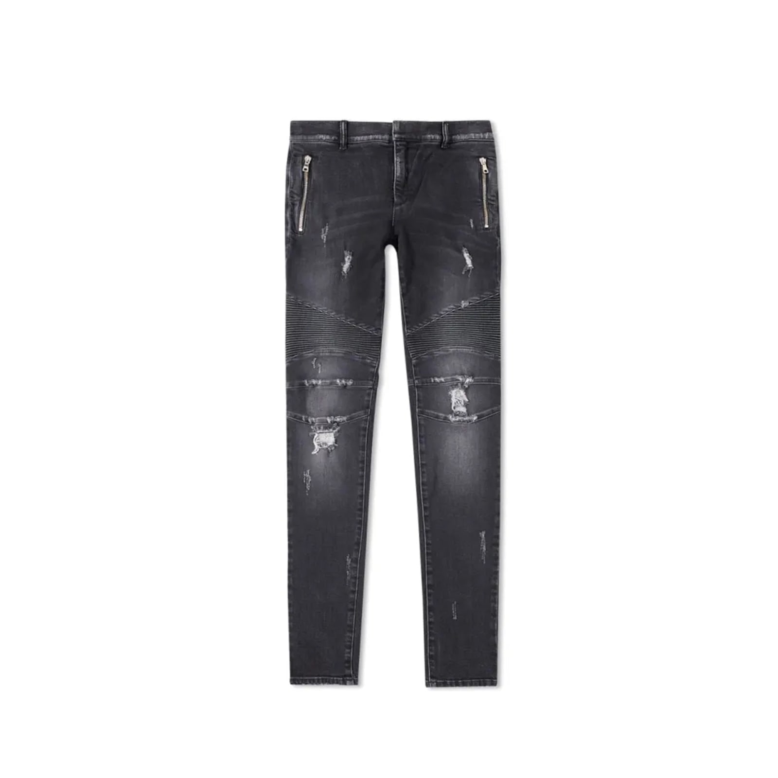 Shop Balmain Cotton Denim Jeans In Black