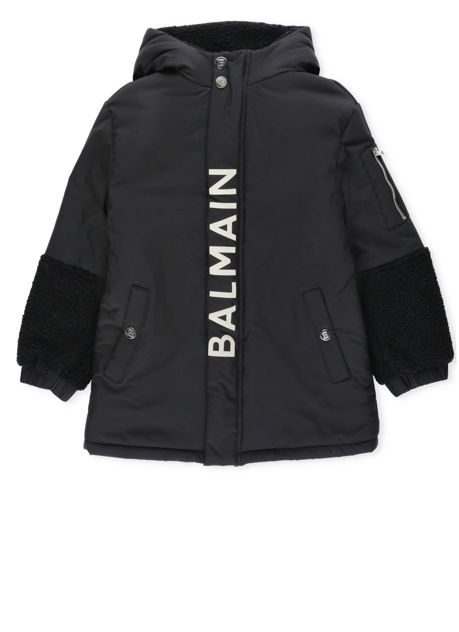 Balmain Kids' Padded Jacket With Logo In Black