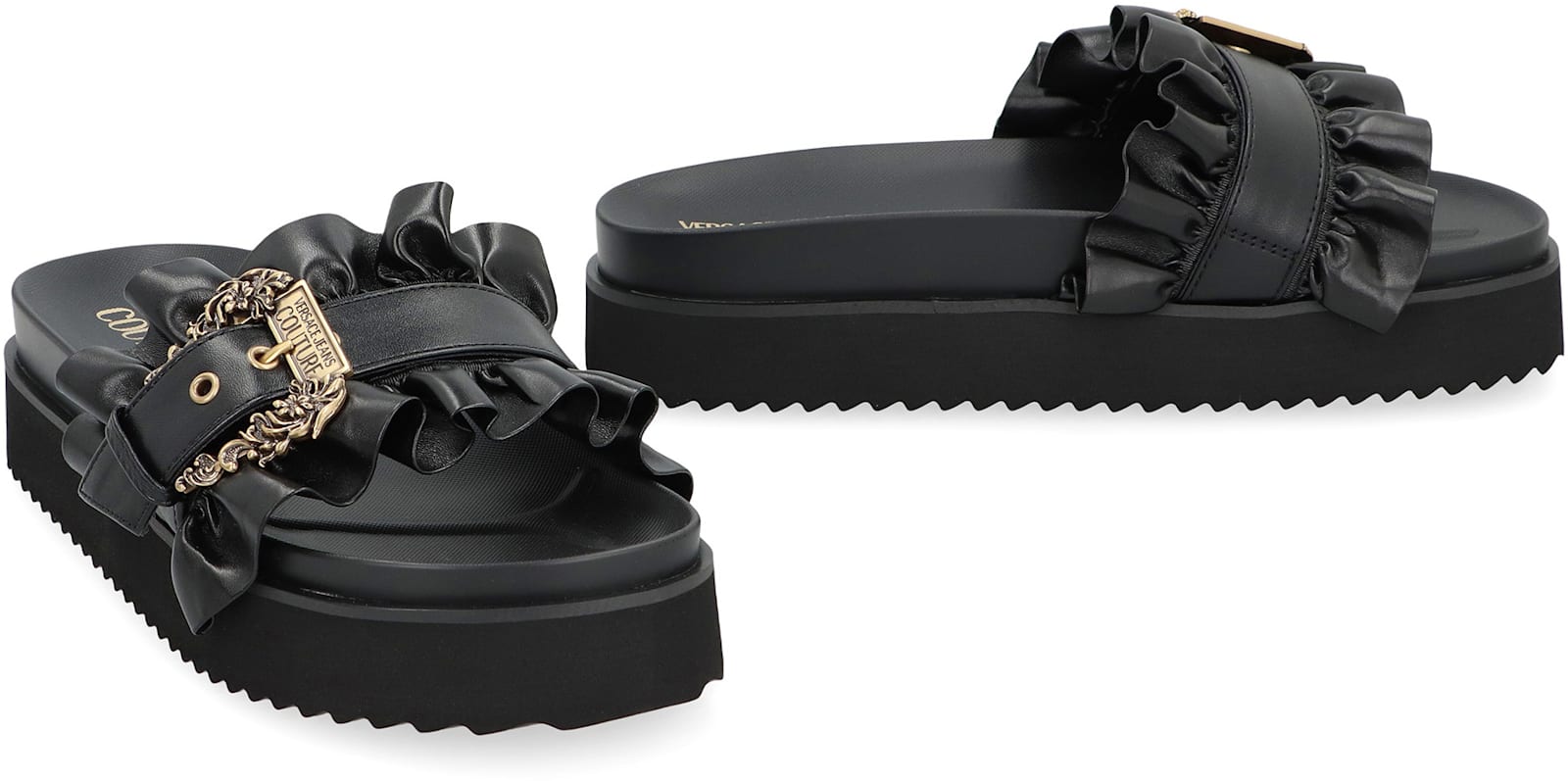 Versace Jeans Couture Arizona Rubber Slides In Black