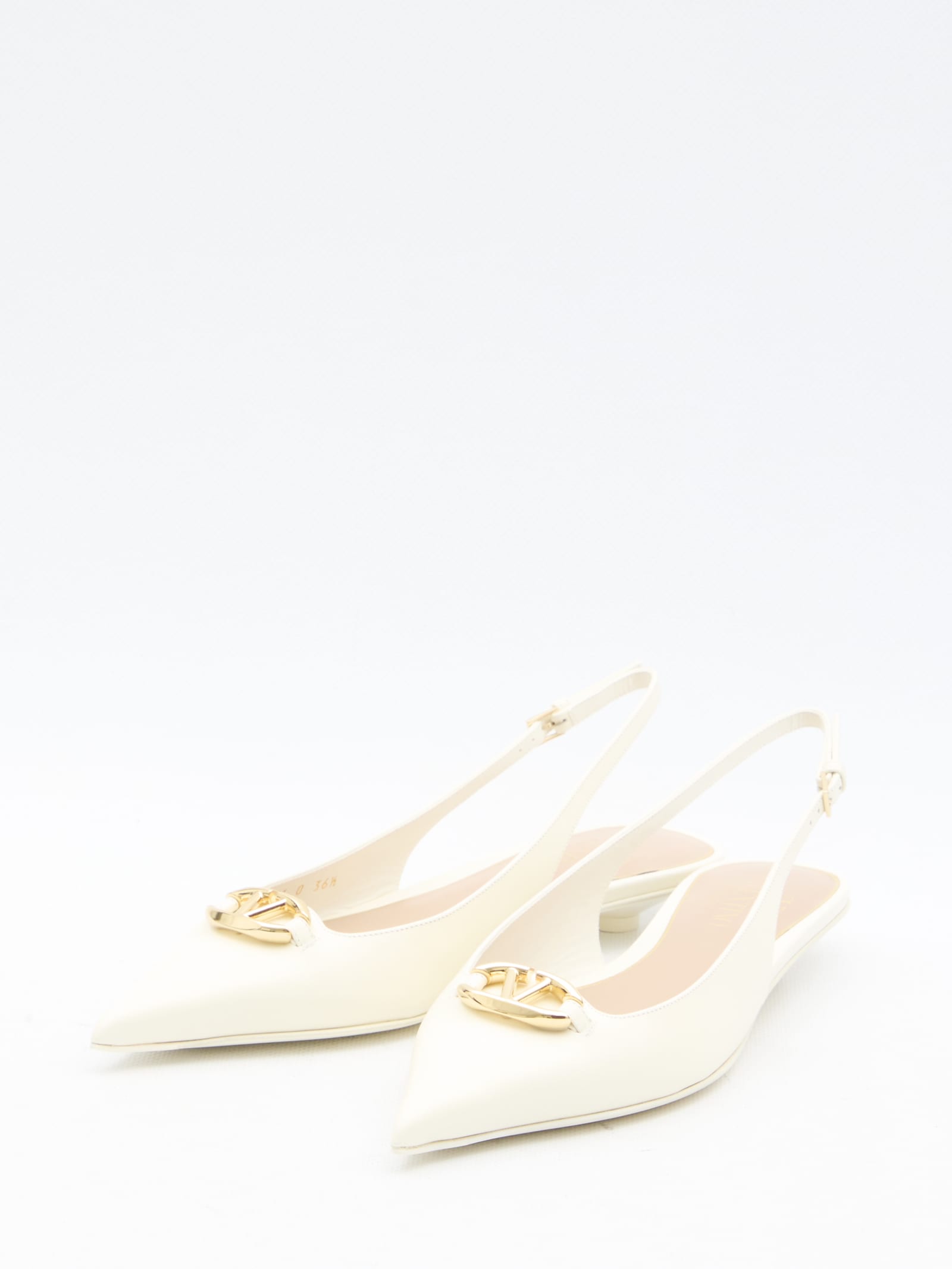 Shop Valentino Vlogo The Bold Edition Slingback Ballerinas In Ivory