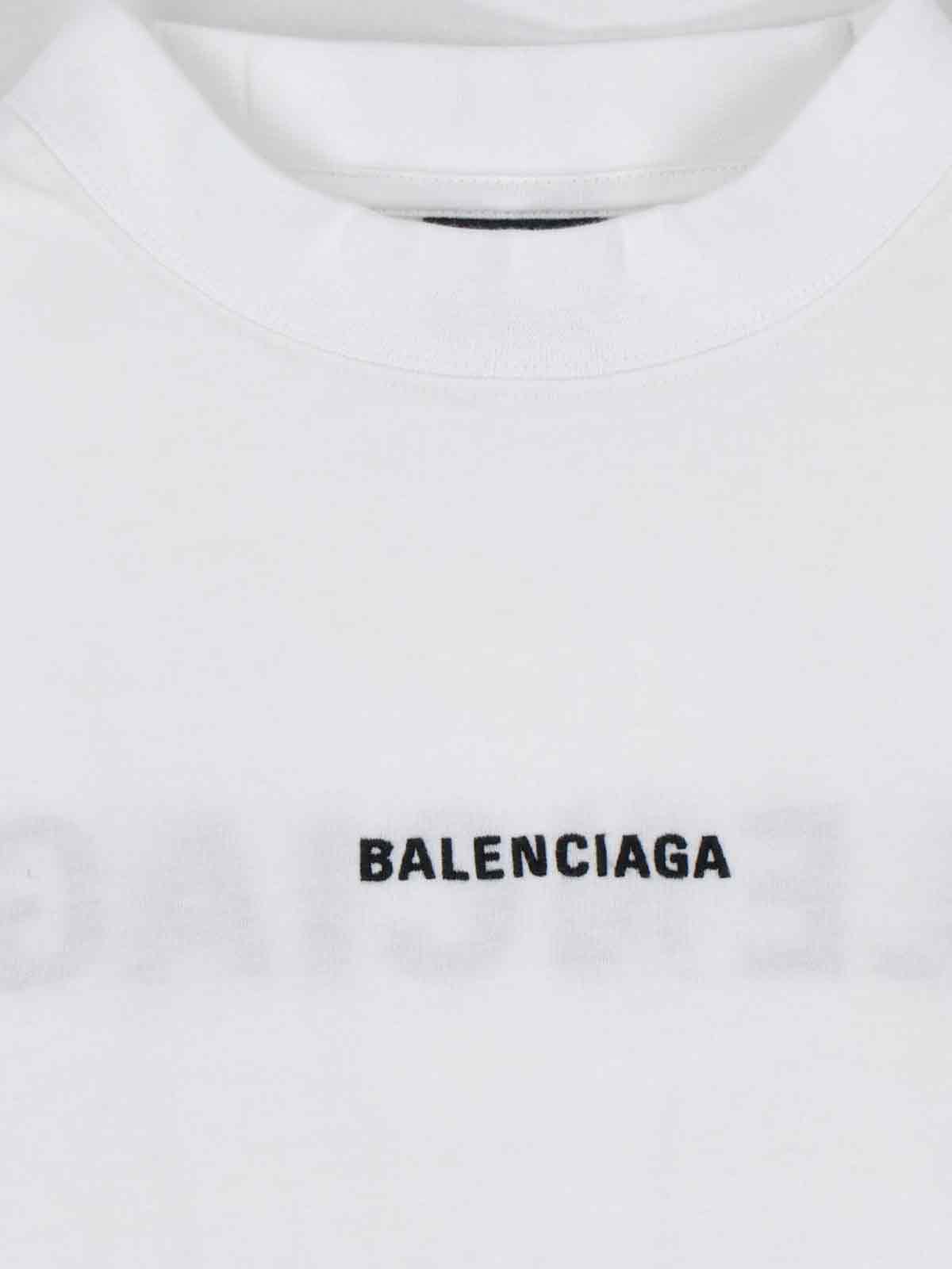 Balenciaga Logo Crop T-shirt In White/black