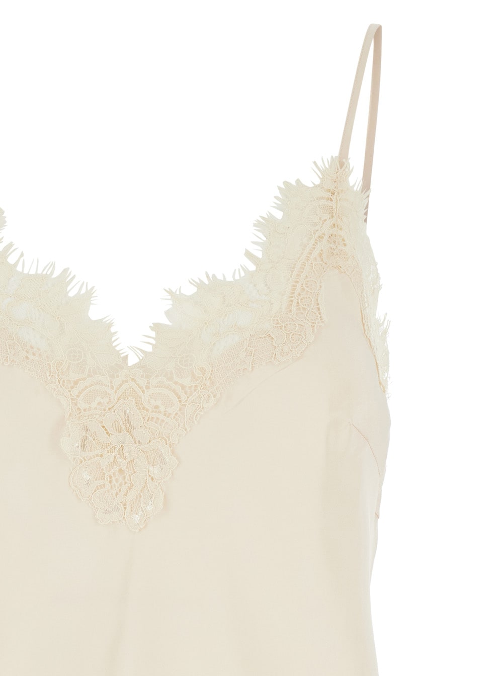 GOLD HAWK COCO WHITE CAMIE TOP WITH TONAL LACE TRIM IN SILK WOMAN 