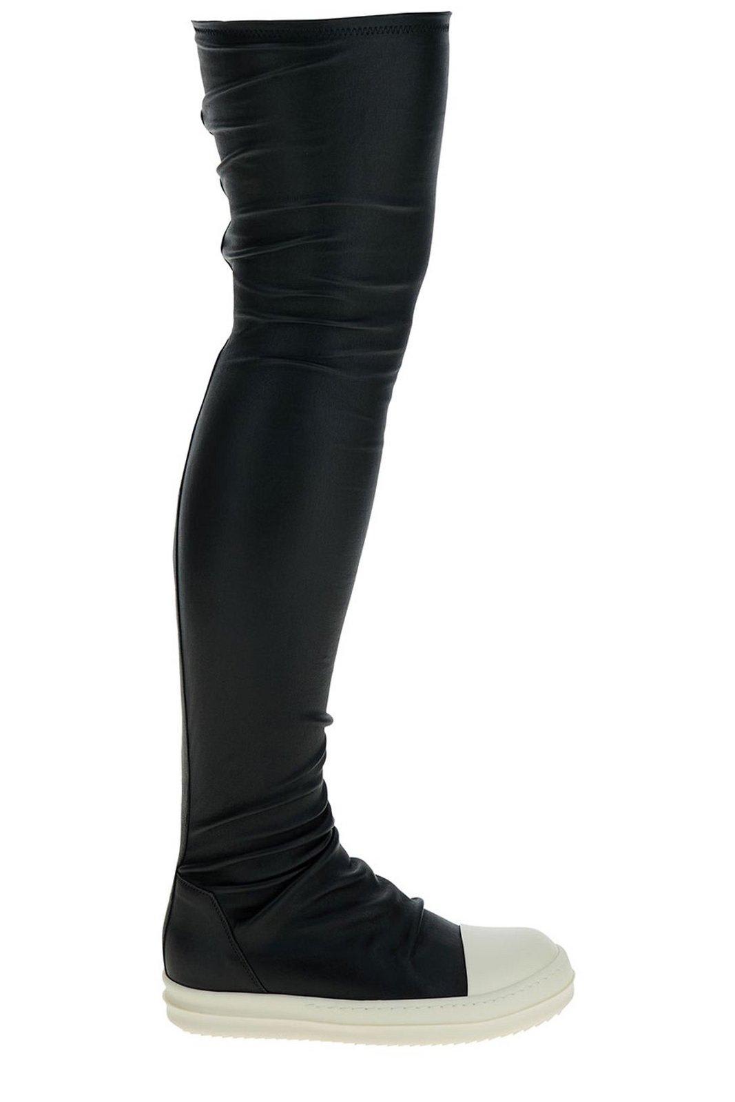 Shop Rick Owens Knee-high Stocking Sneakers In Black Milk