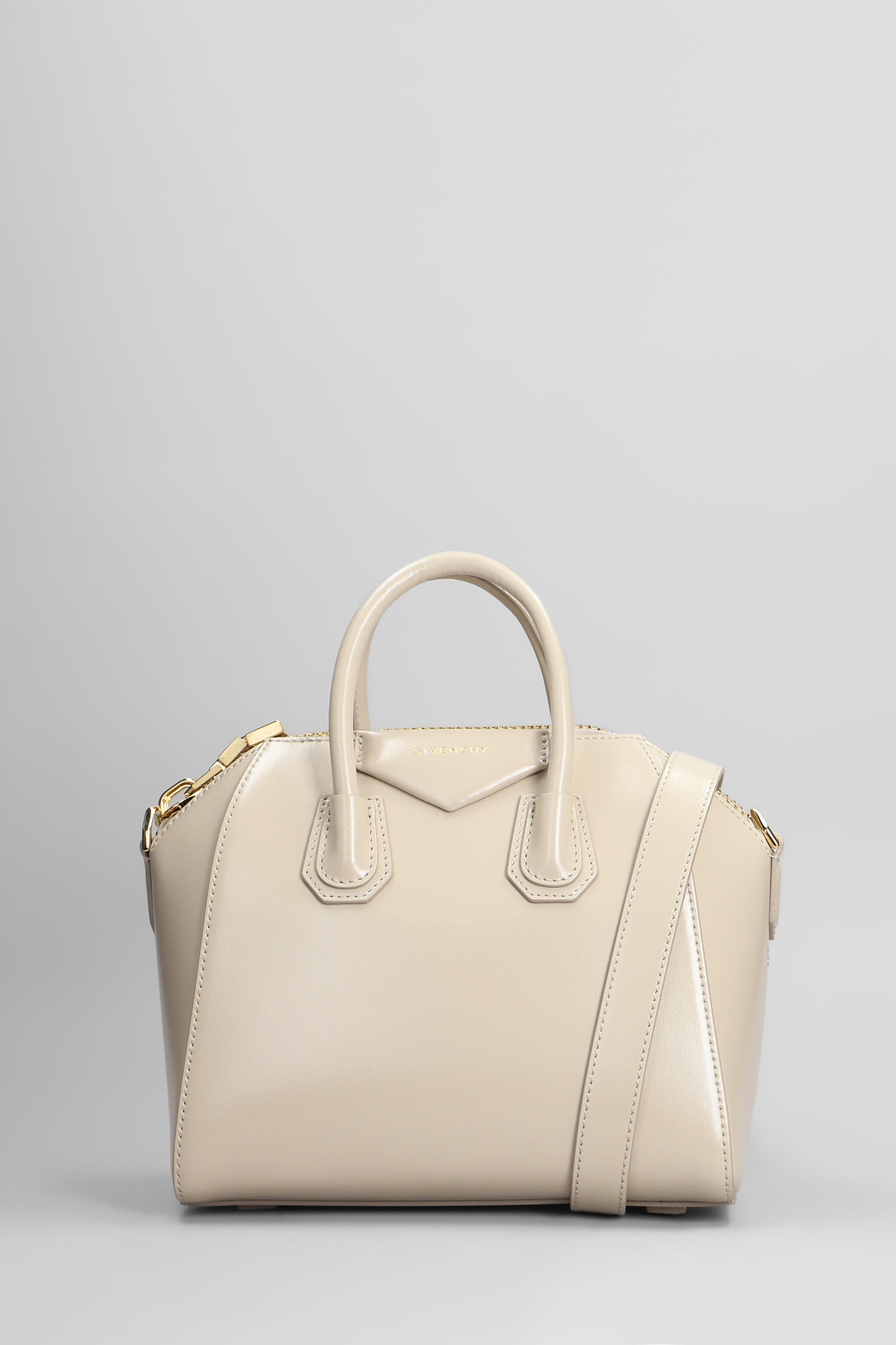 Antigona Mini Shoulder Bag In Beige Leather