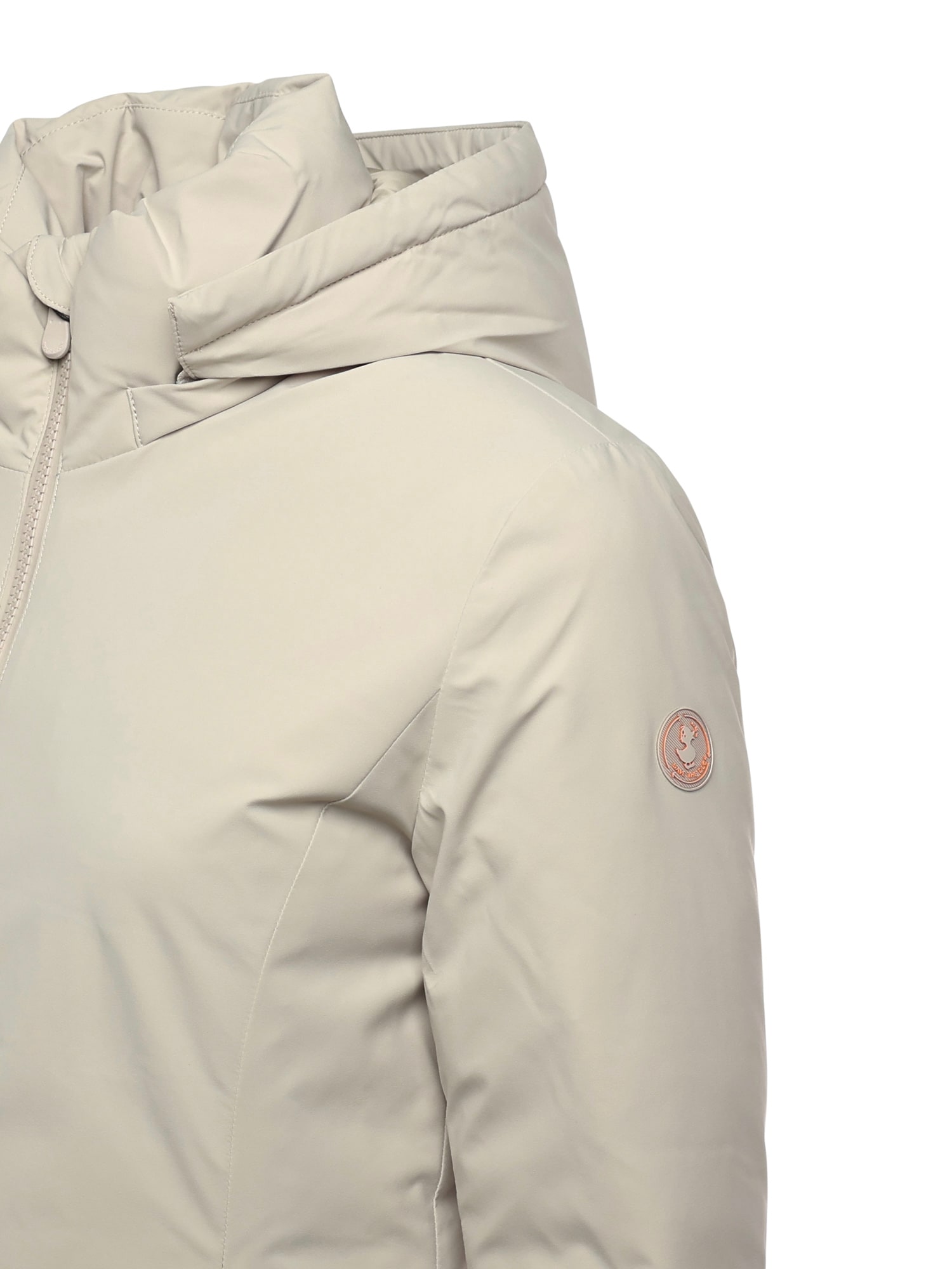 Save The Duck Removable Hood Zip Coat In Neutral