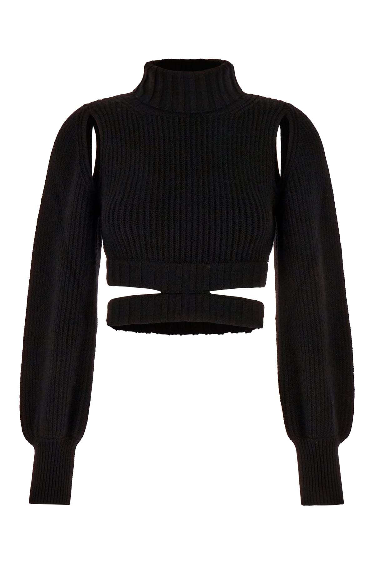 ANDREĀDAMO Black Stretch Wool Blend Sweater