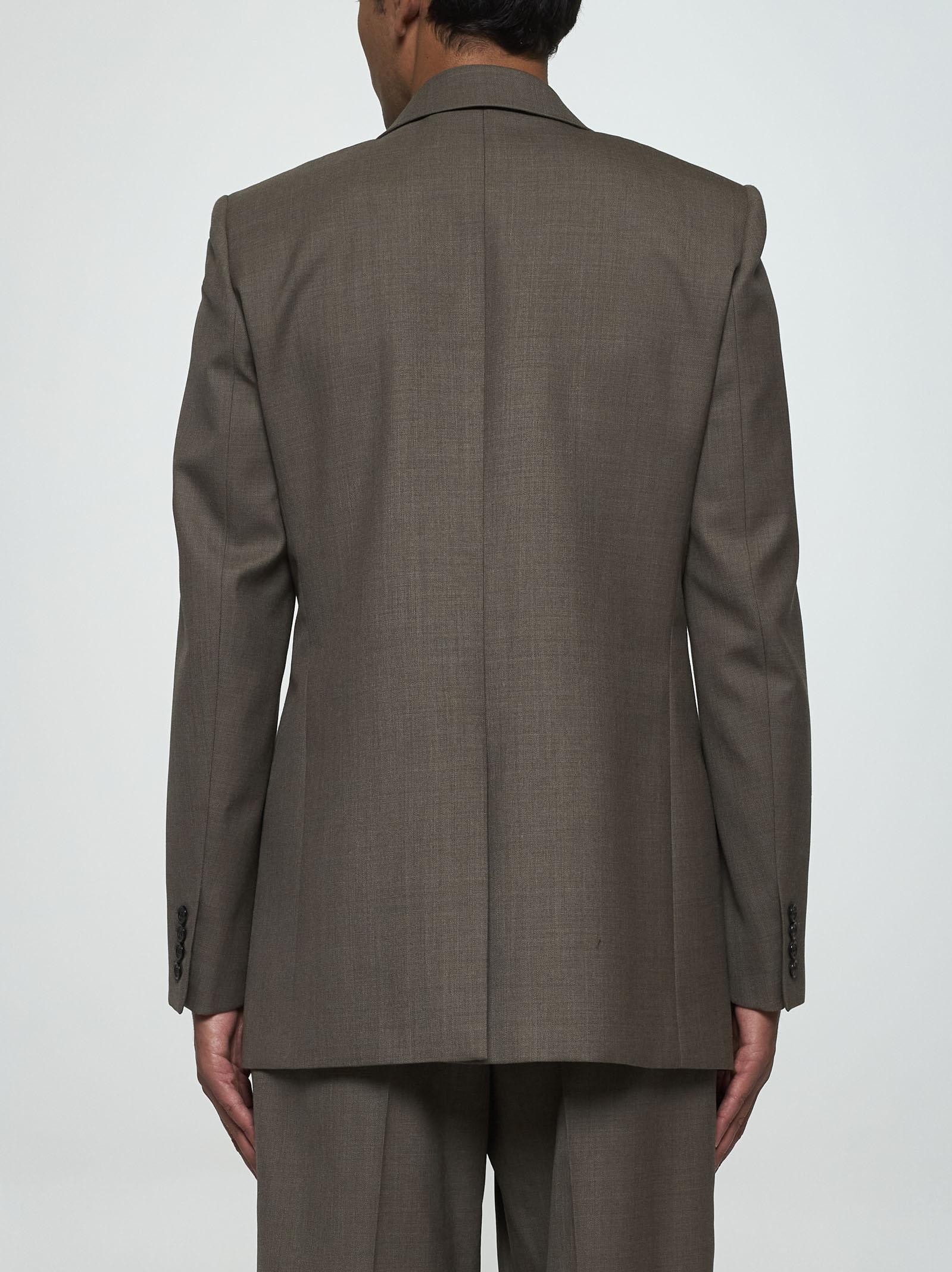 Saint Laurent Single-breasted Wool Blazer In Taupe Chine