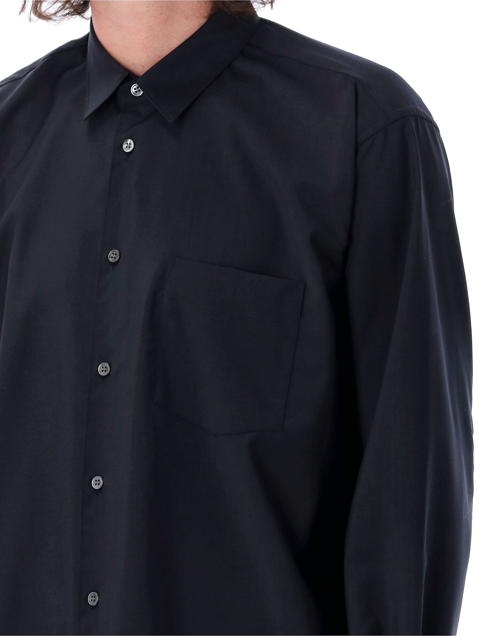 Shop Comme Des Garçons Shirt Wool Shirt In Navy