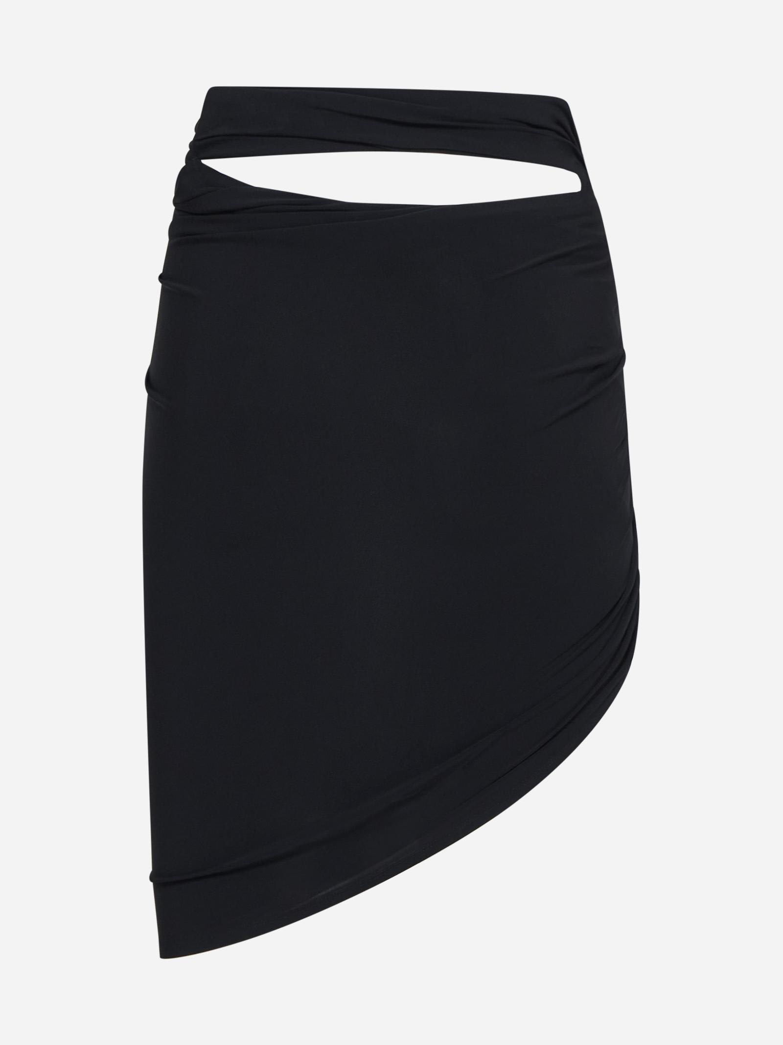 JACQUEMUS BLACK THE DRAPEADO MINI SKIRT