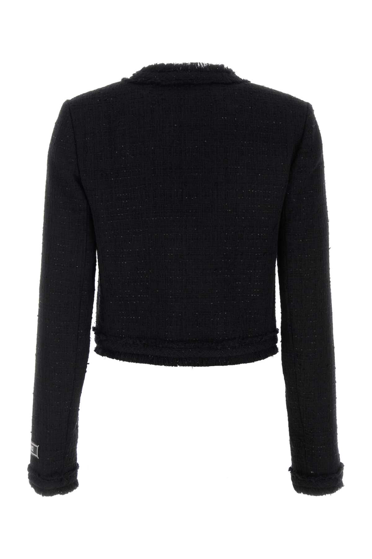Shop Versace Black Tweed Blazer