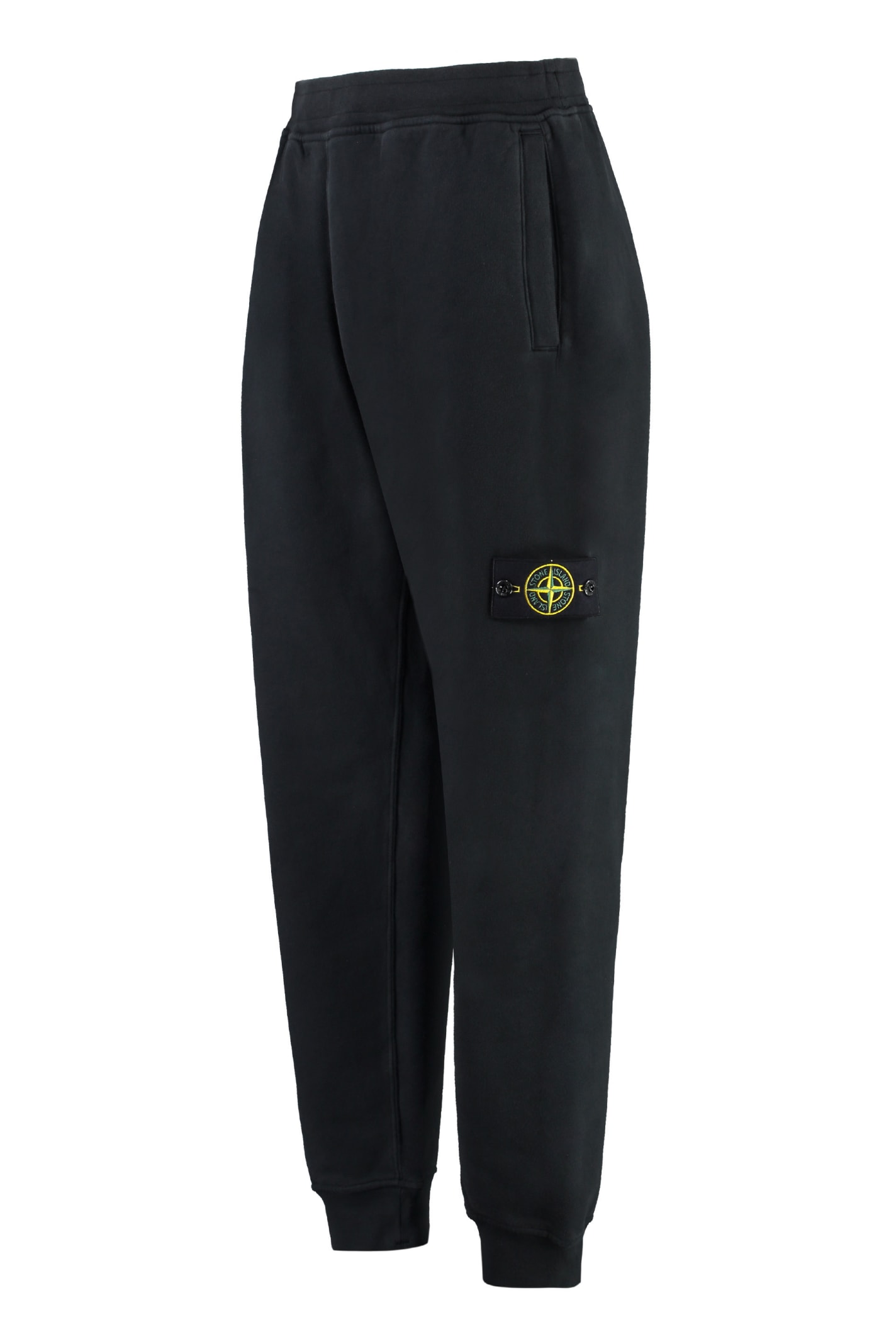 Shop Stone Island Cotton Track-pants In Nero