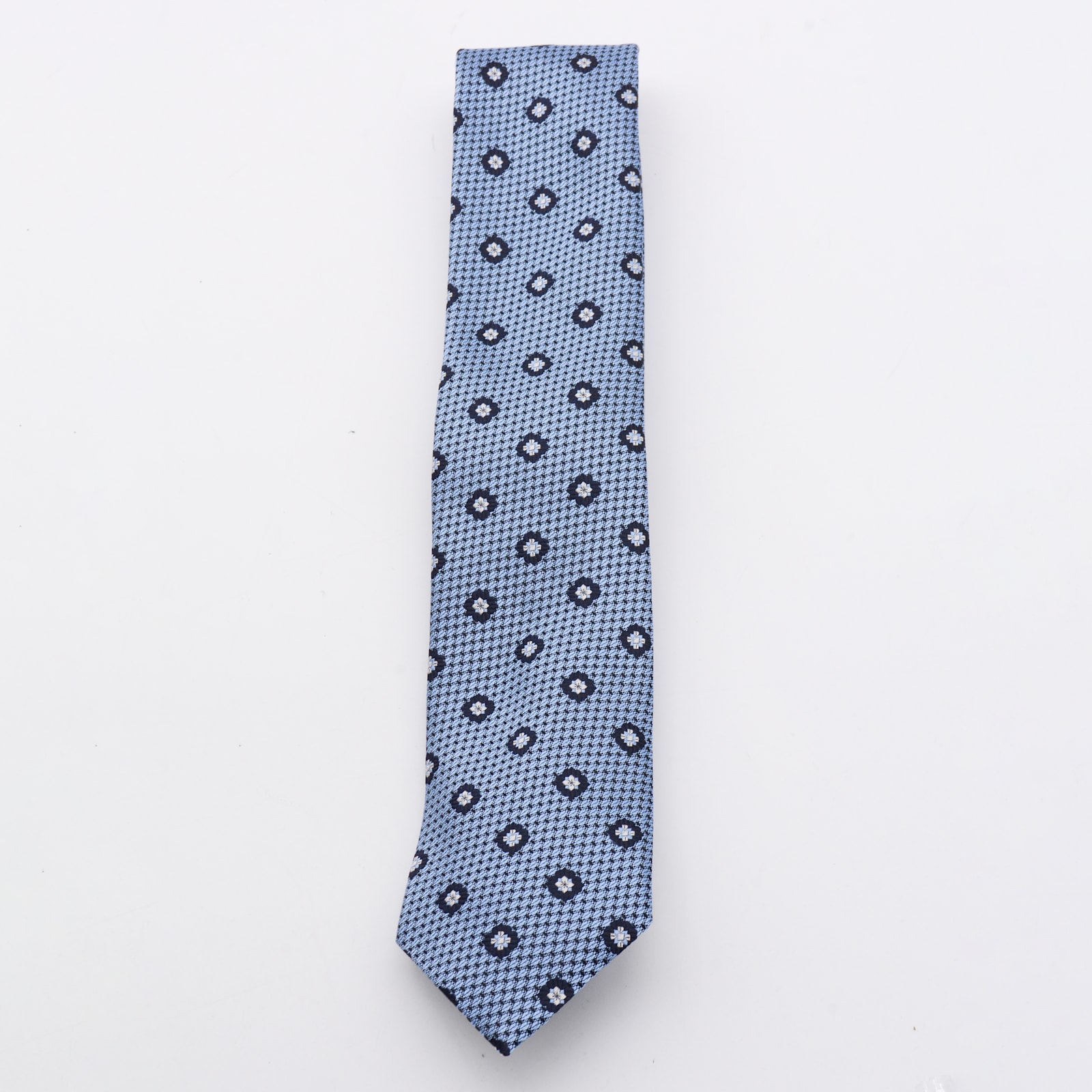 Zegna Patterned Ties With Pointed Tip And Texture In Blue