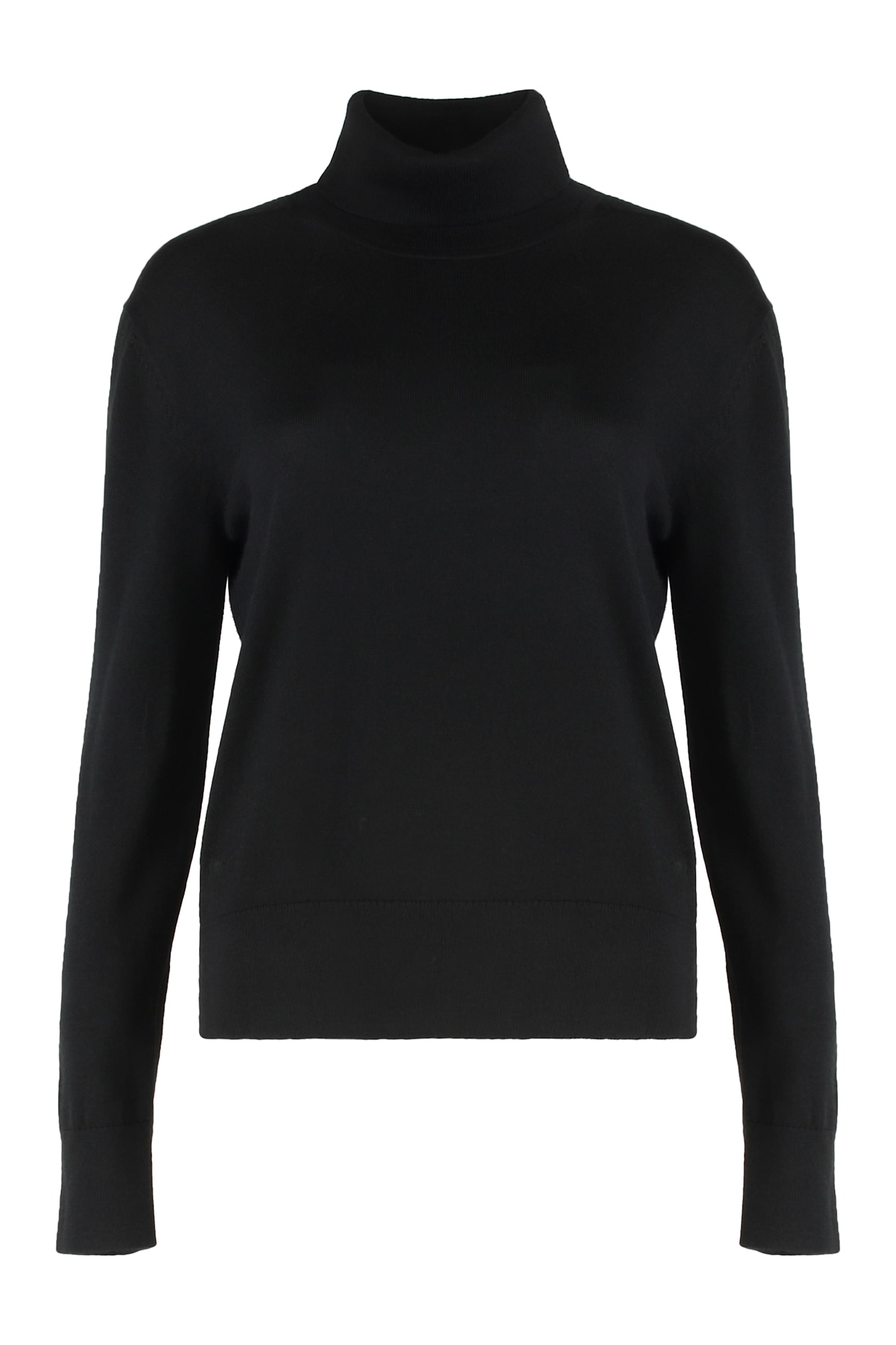 Calvin Klein High Neck Sweater In Merino Wool In Black