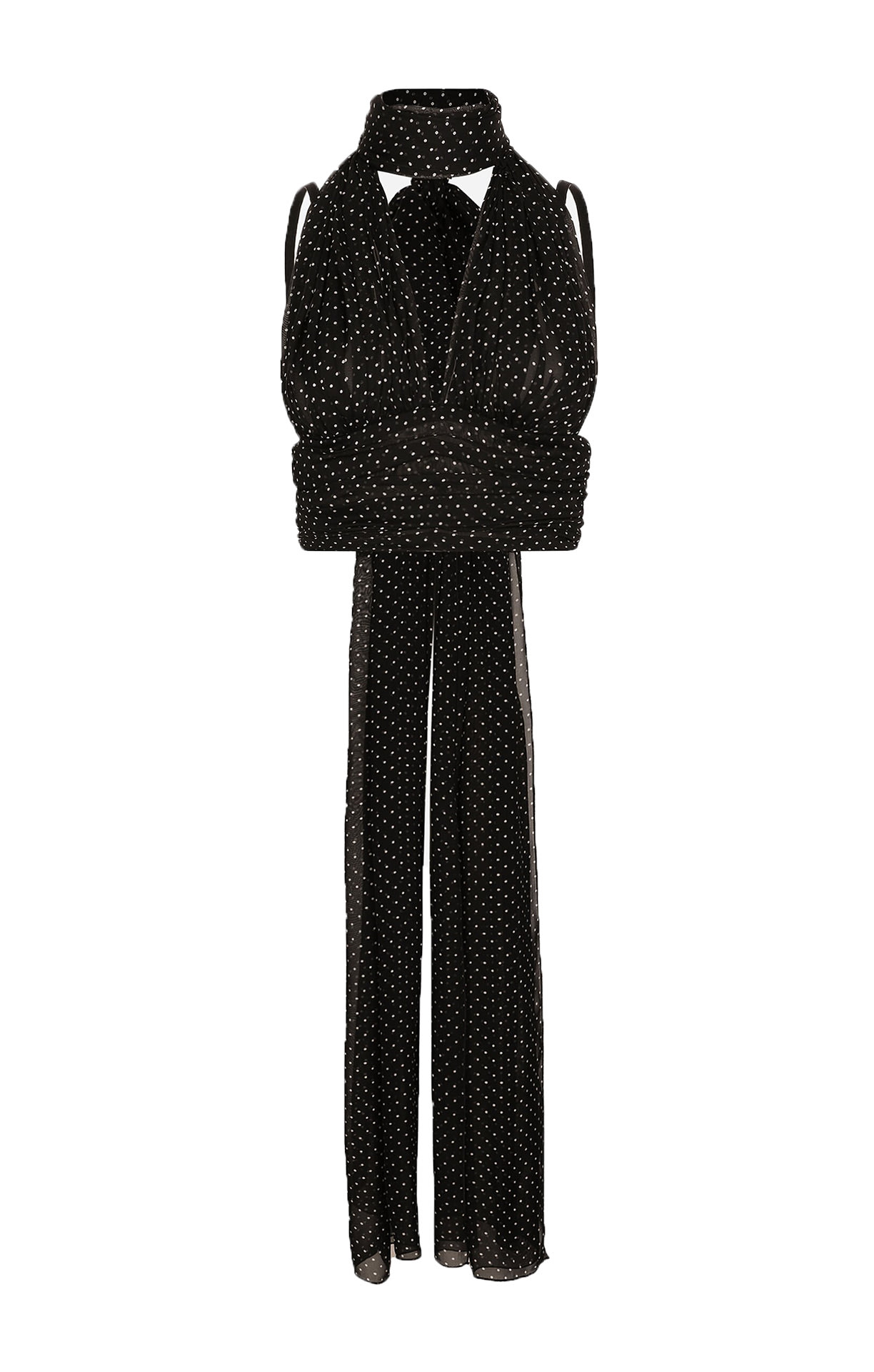 Shop Dolce & Gabbana Chiffron Top With Polka-dot Print In Pois Bianco Fdo Nero (black)