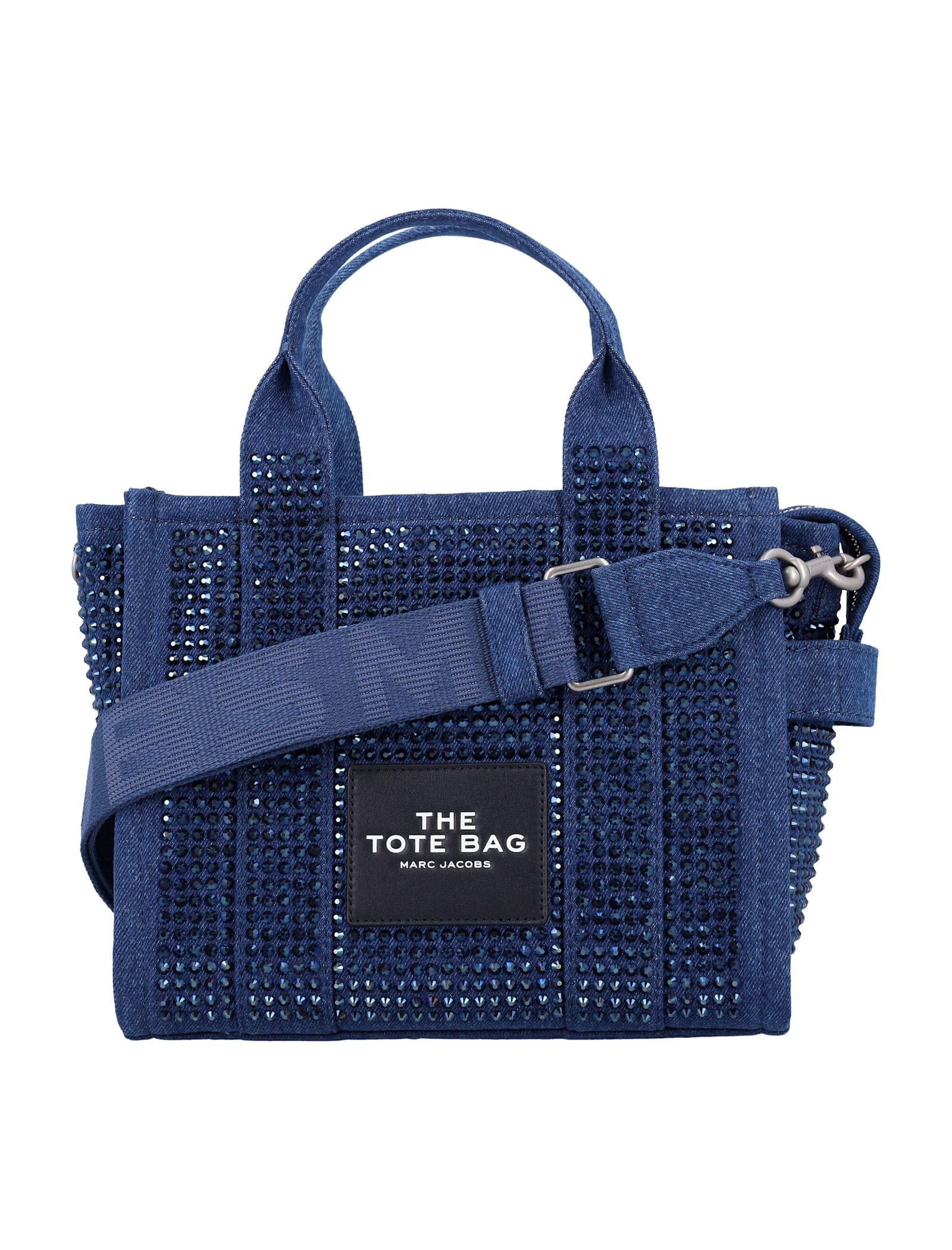 Shop Marc Jacobs The Small Tote Denim Crystal In Dark Wash Blue