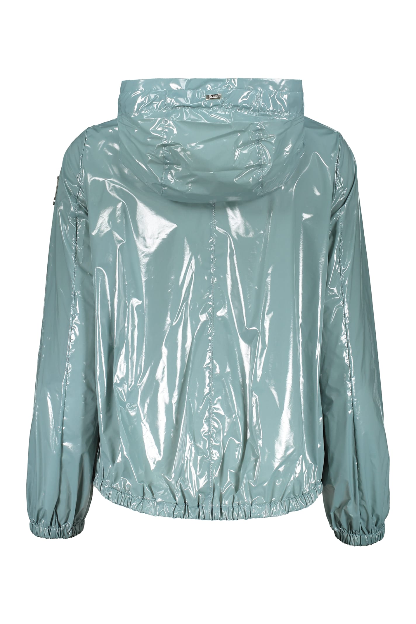 Herno Technical Fabric Hooded Jacket In Turquoise