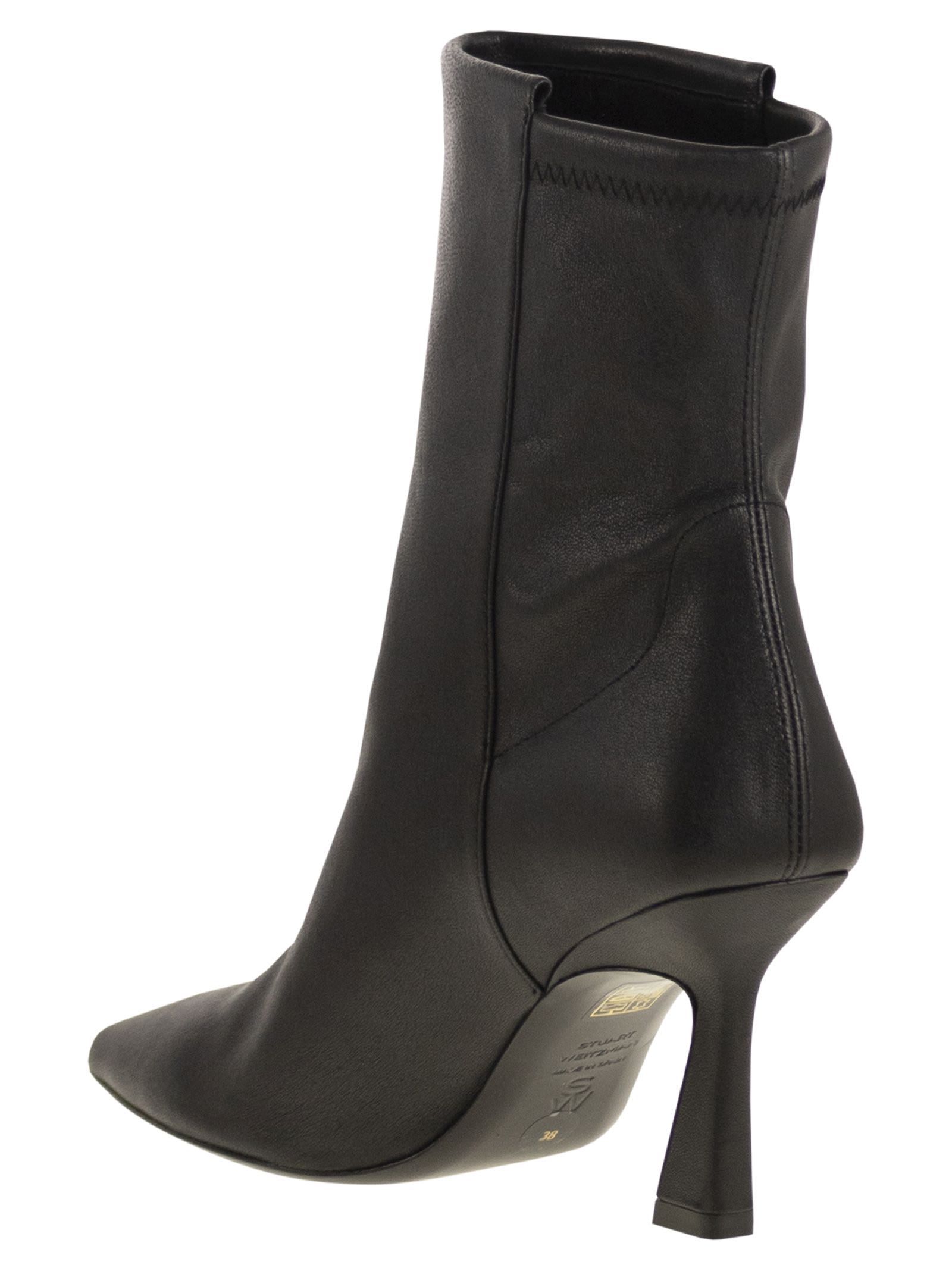 Stuart Weitzman Vinnie - Leather Ankle Boot In Black