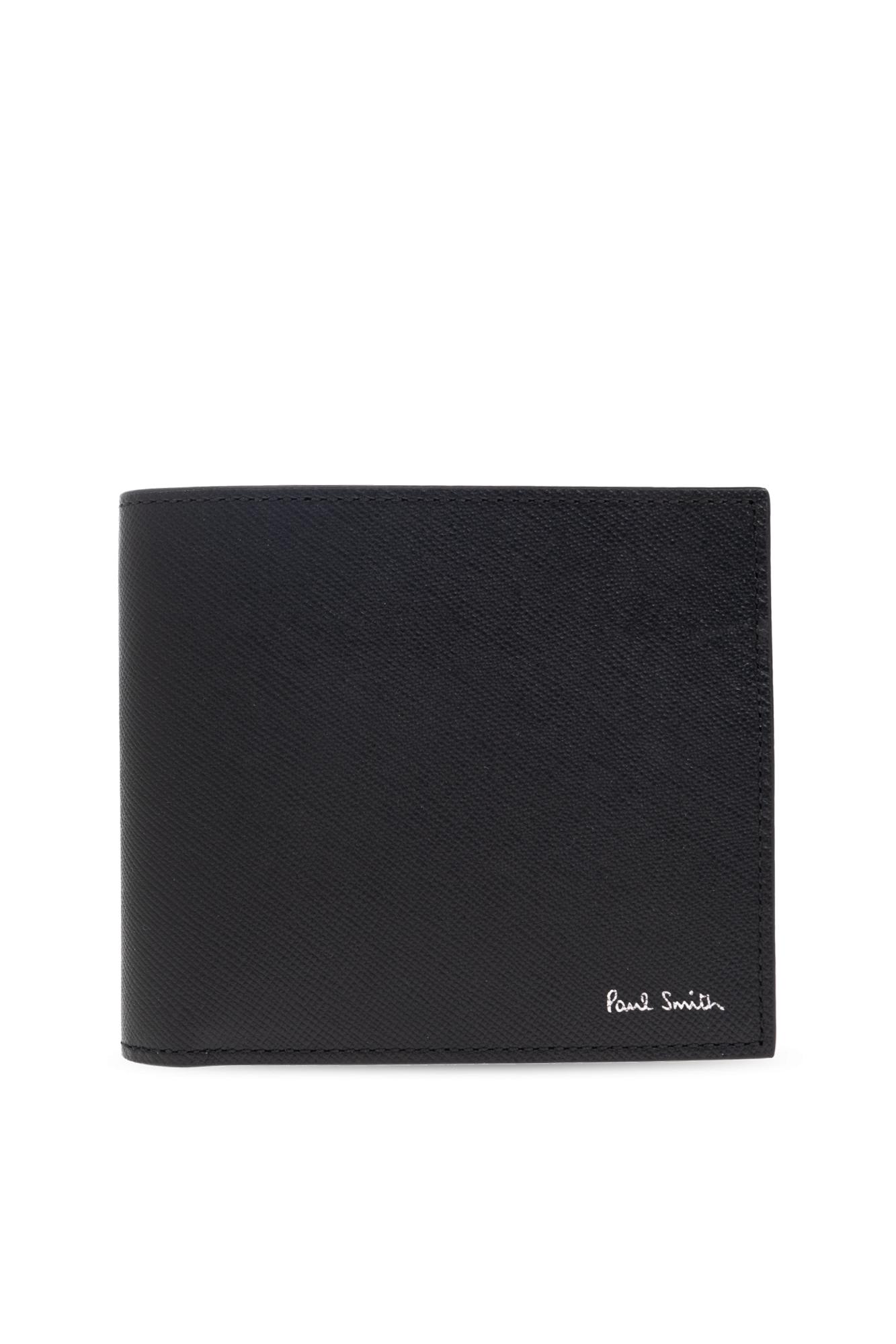 Paul Smith Textured Lambskin Bifold Wallet With Signature Detail In Black