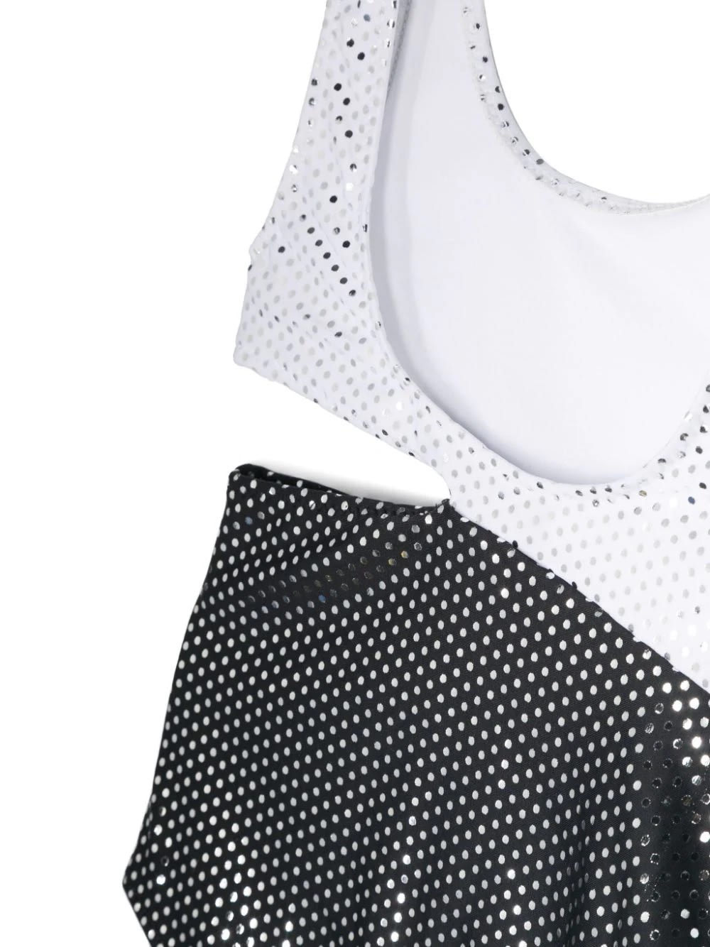 Shop Balmain Polka Dot One-piece Swimsuit In White