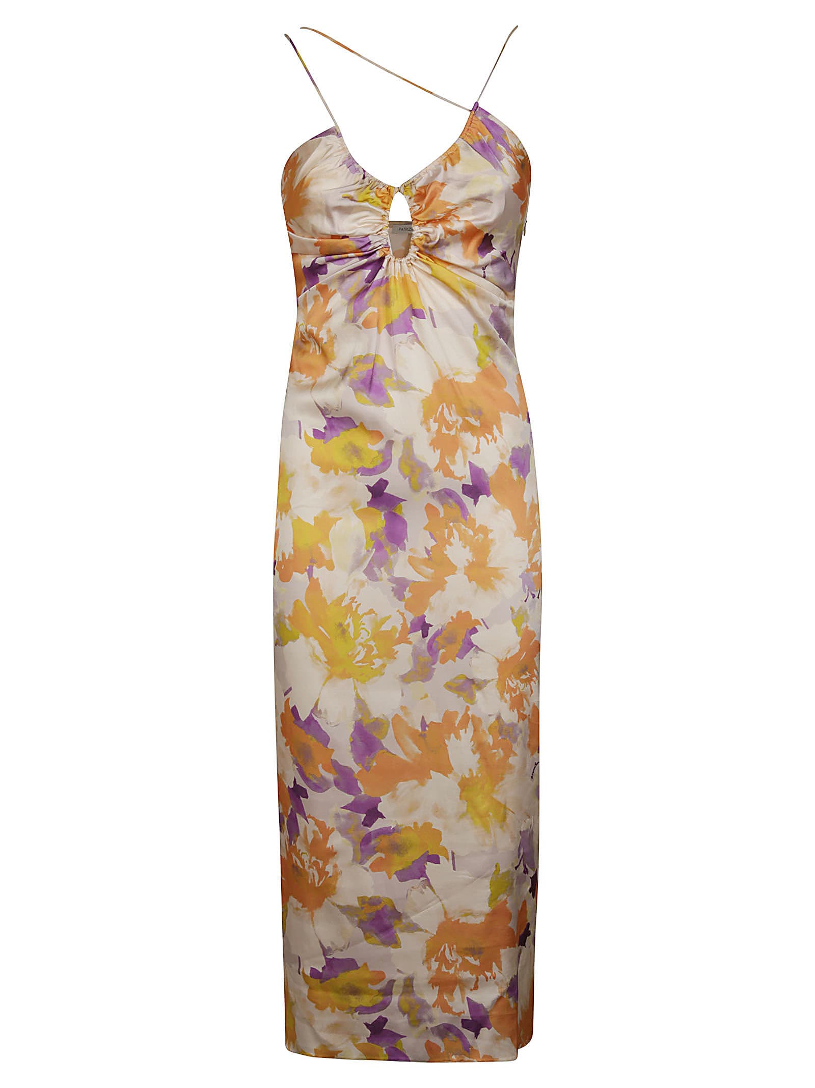 Shop Patrizia Pepe Floral Midi Dress In Orange Sorbet Flower