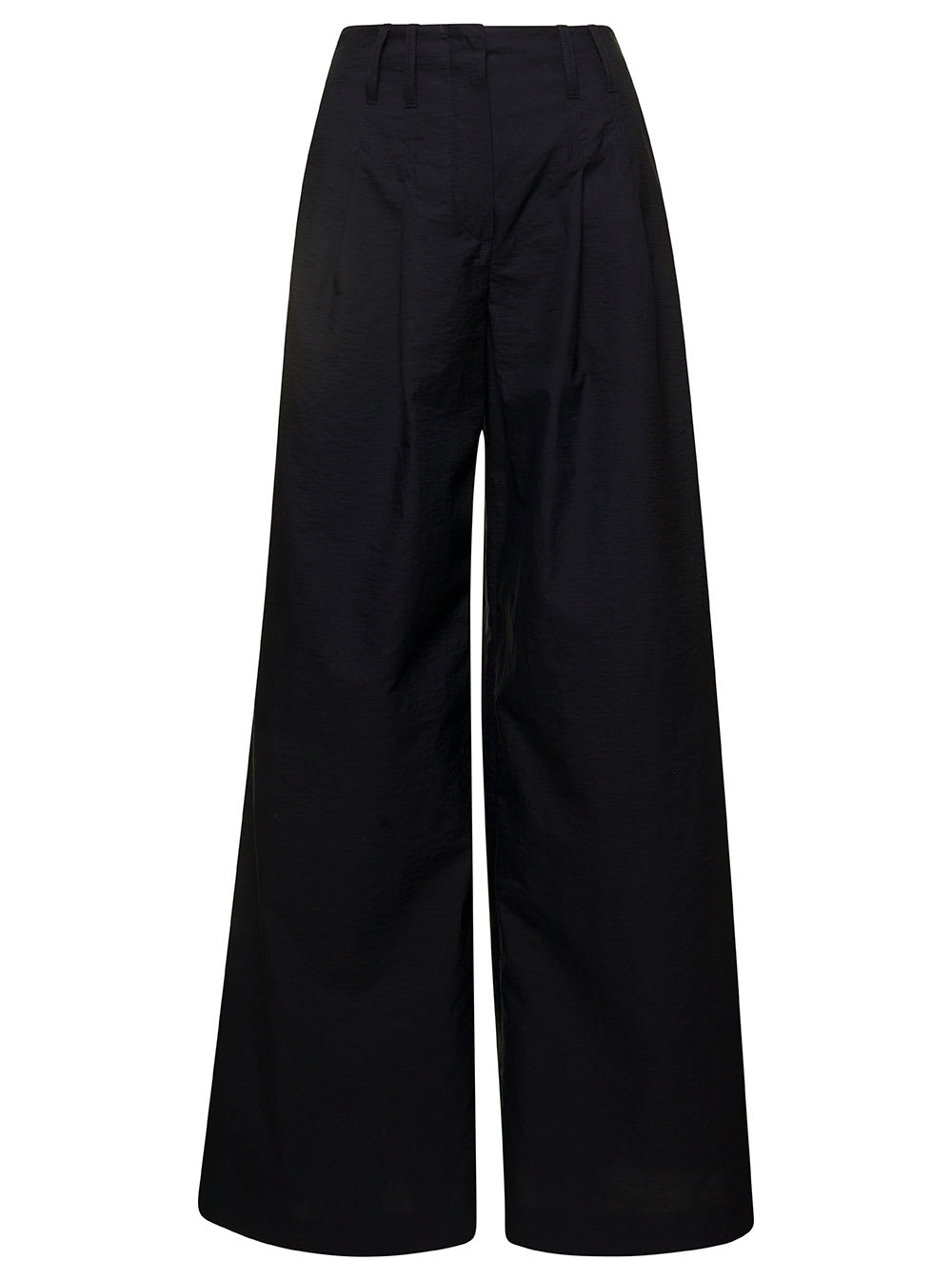 BRUNELLO CUCINELLI BLACK HIGH WAISTED FLARED TROUSERS IN COTTON BLEND WOMAN