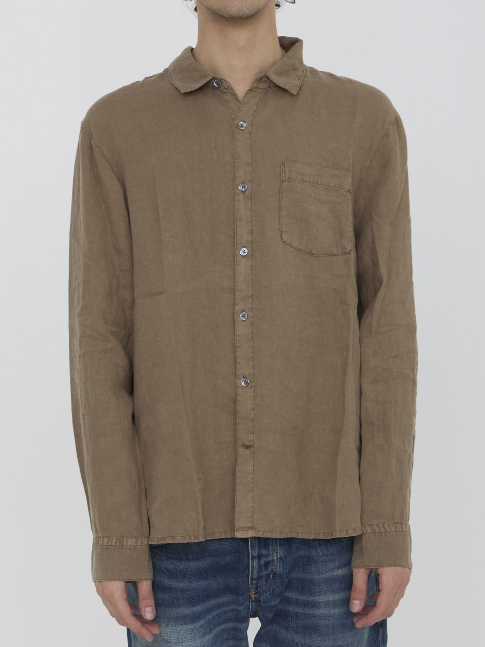 Shop James Perse Linen Shirt In Beige