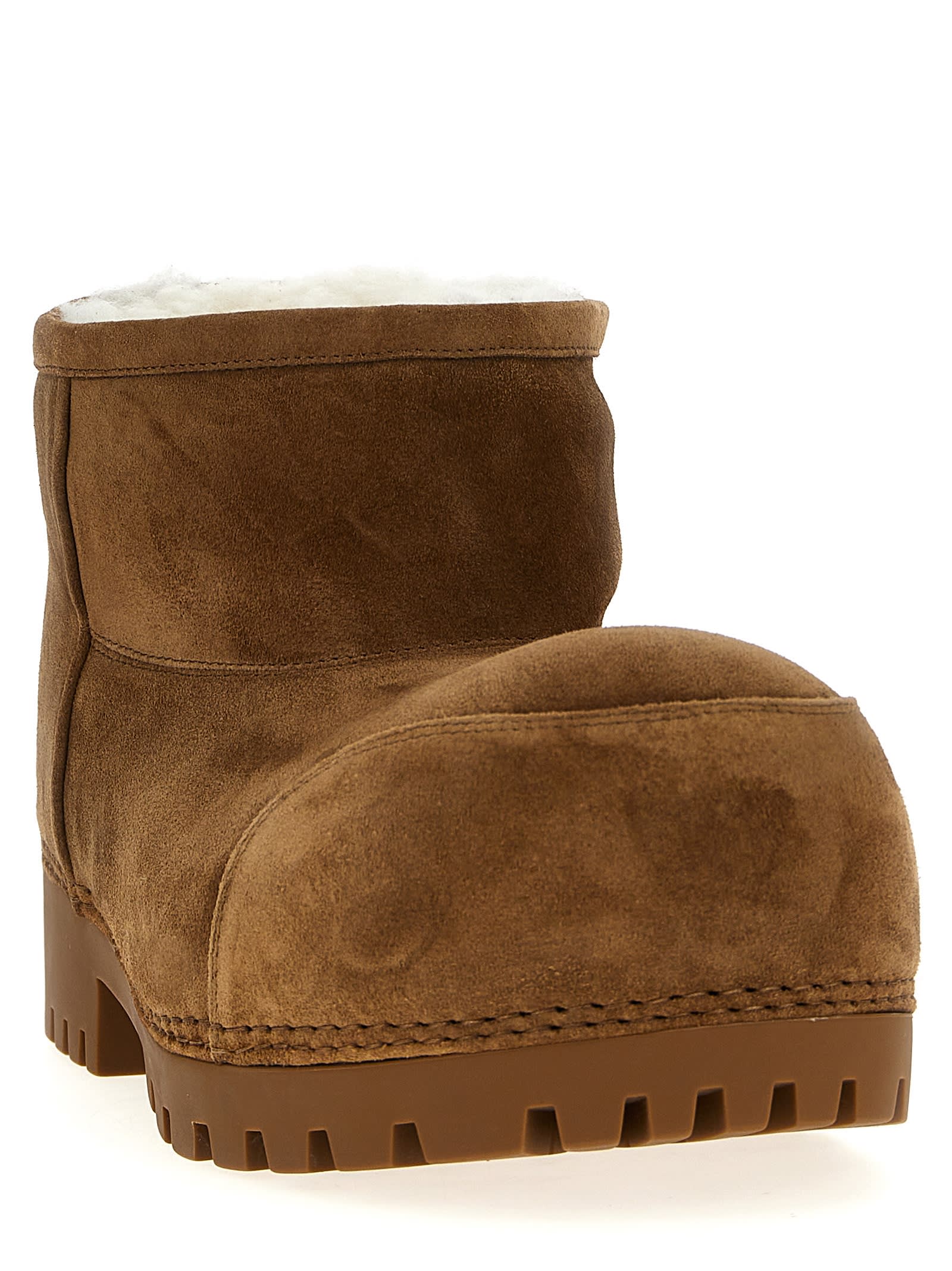 Shop Balenciaga Alaska Fur Boots In Brown